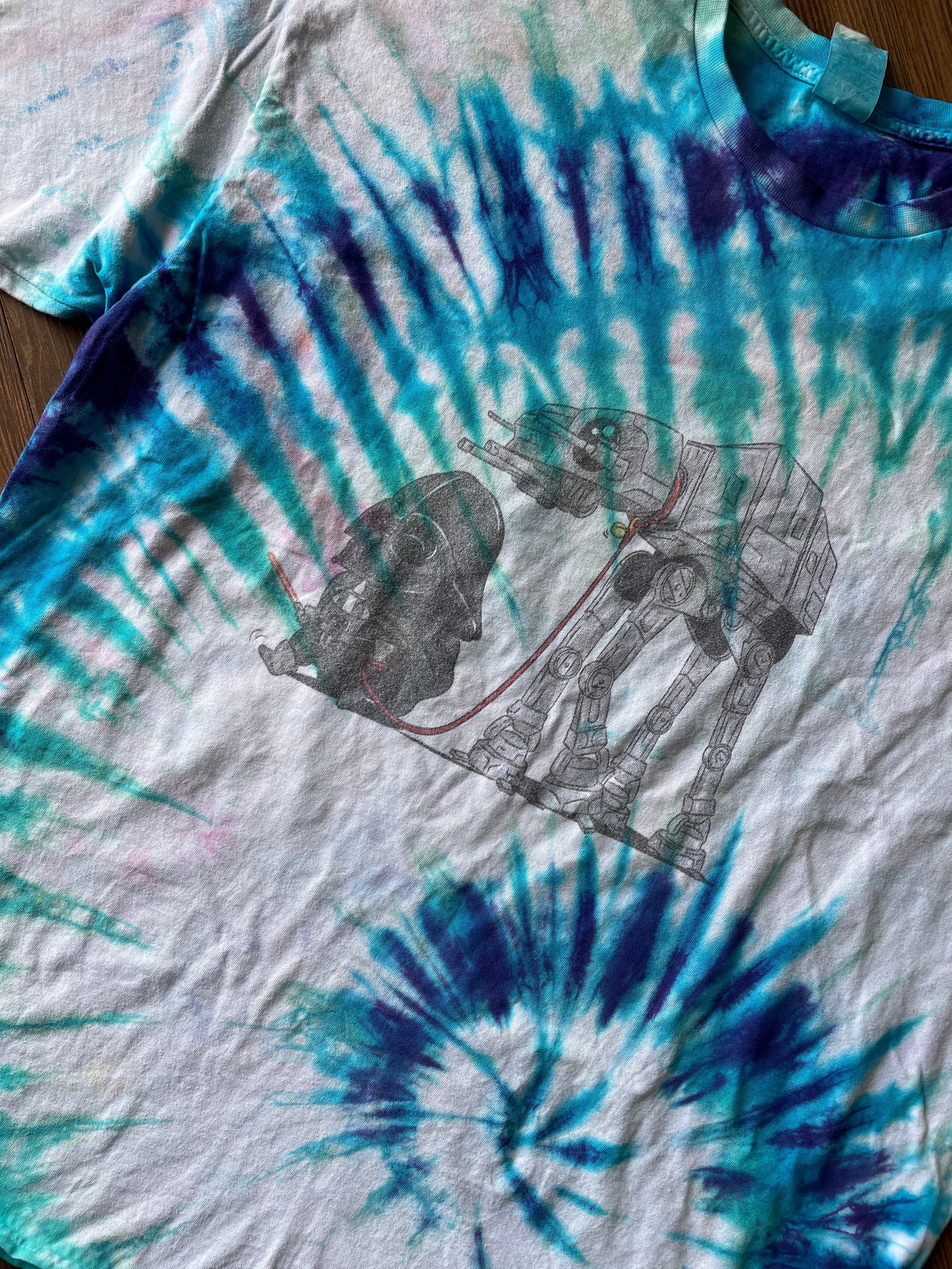 2XL Men’s Darth Vader and AT-AT Tie Dye T-Shirt | Star Wars Tie Dye Short Sleeve