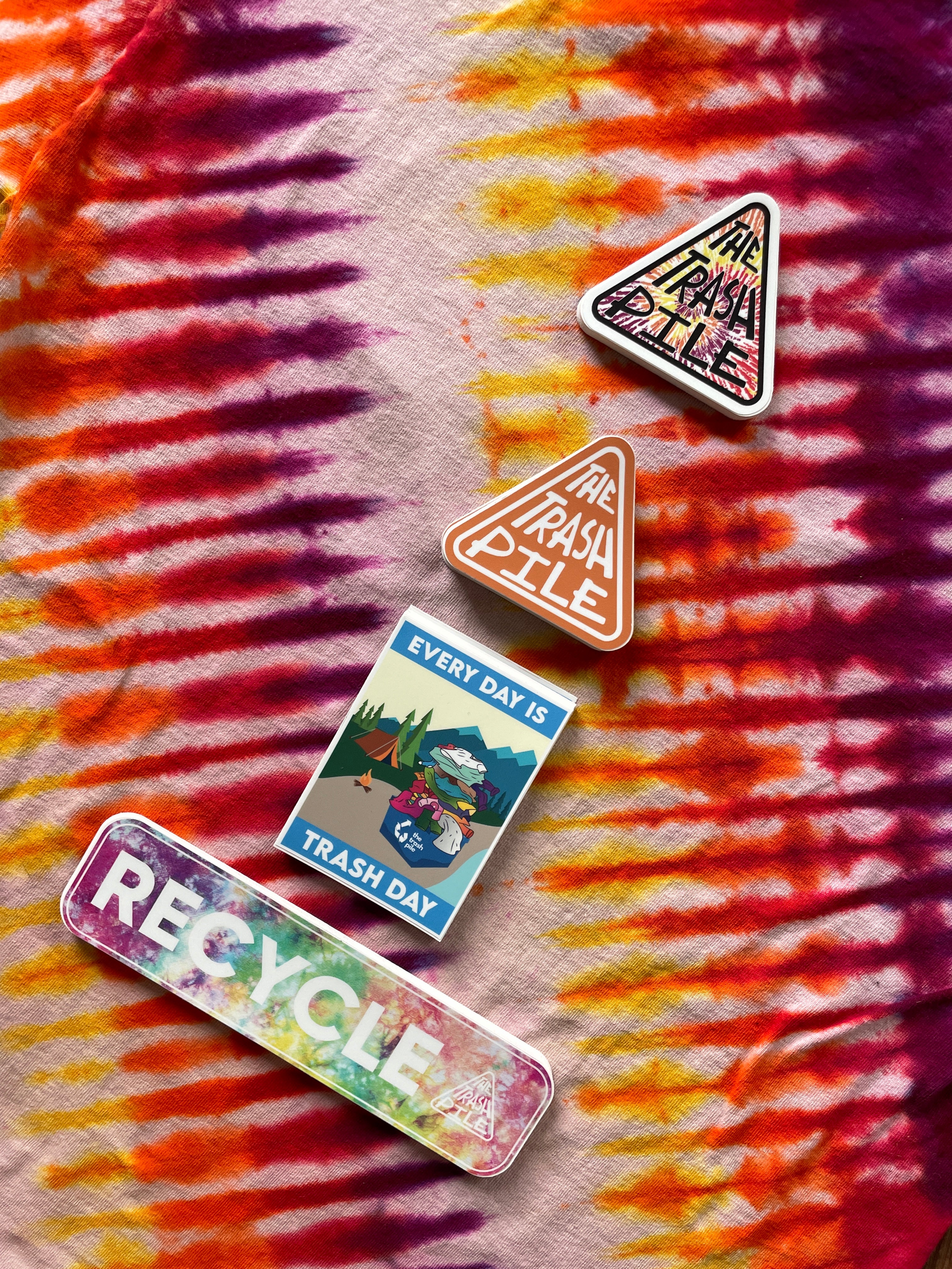 The Trash Pile Logo Sticker—OG Design—Multicolor Red, Orange, and Yellow