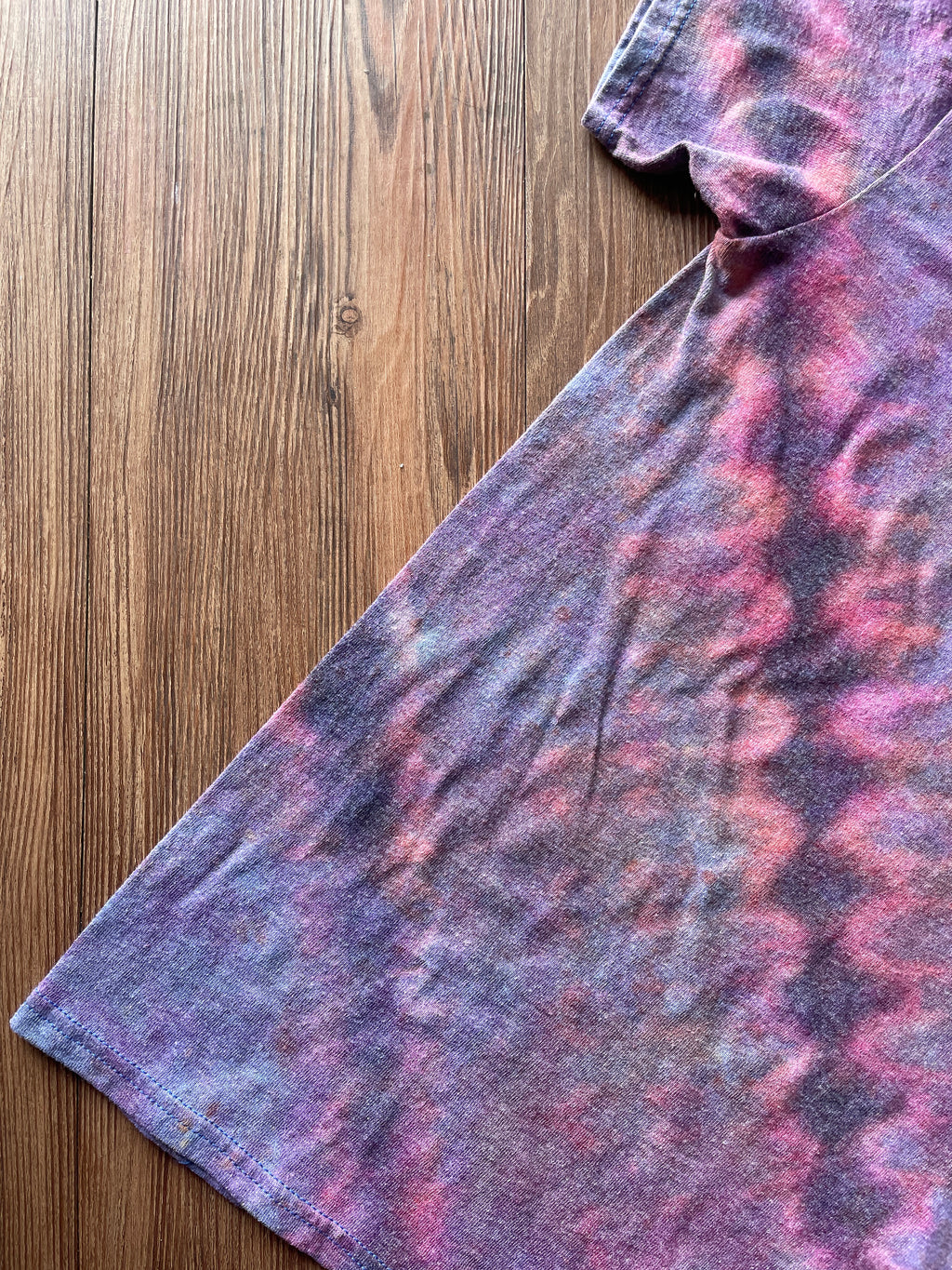 Small Men’s Chill Out Handmade Tie Dye T-Shirt | Blue, Purple, and Black Pleated Tie Dye Short Sleeve