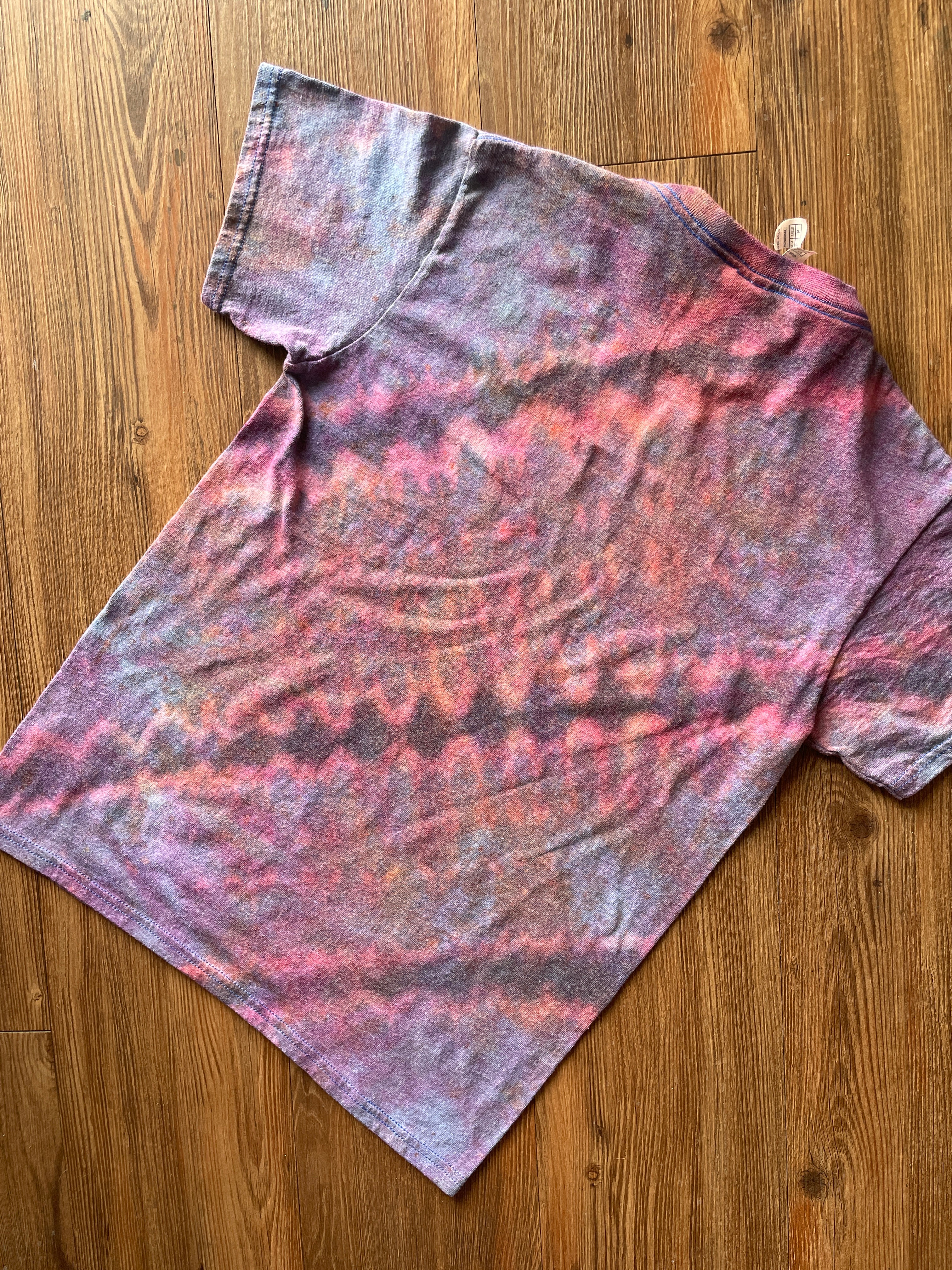 Small Men’s Chill Out Handmade Tie Dye T-Shirt | Blue, Purple, and Black Pleated Tie Dye Short Sleeve