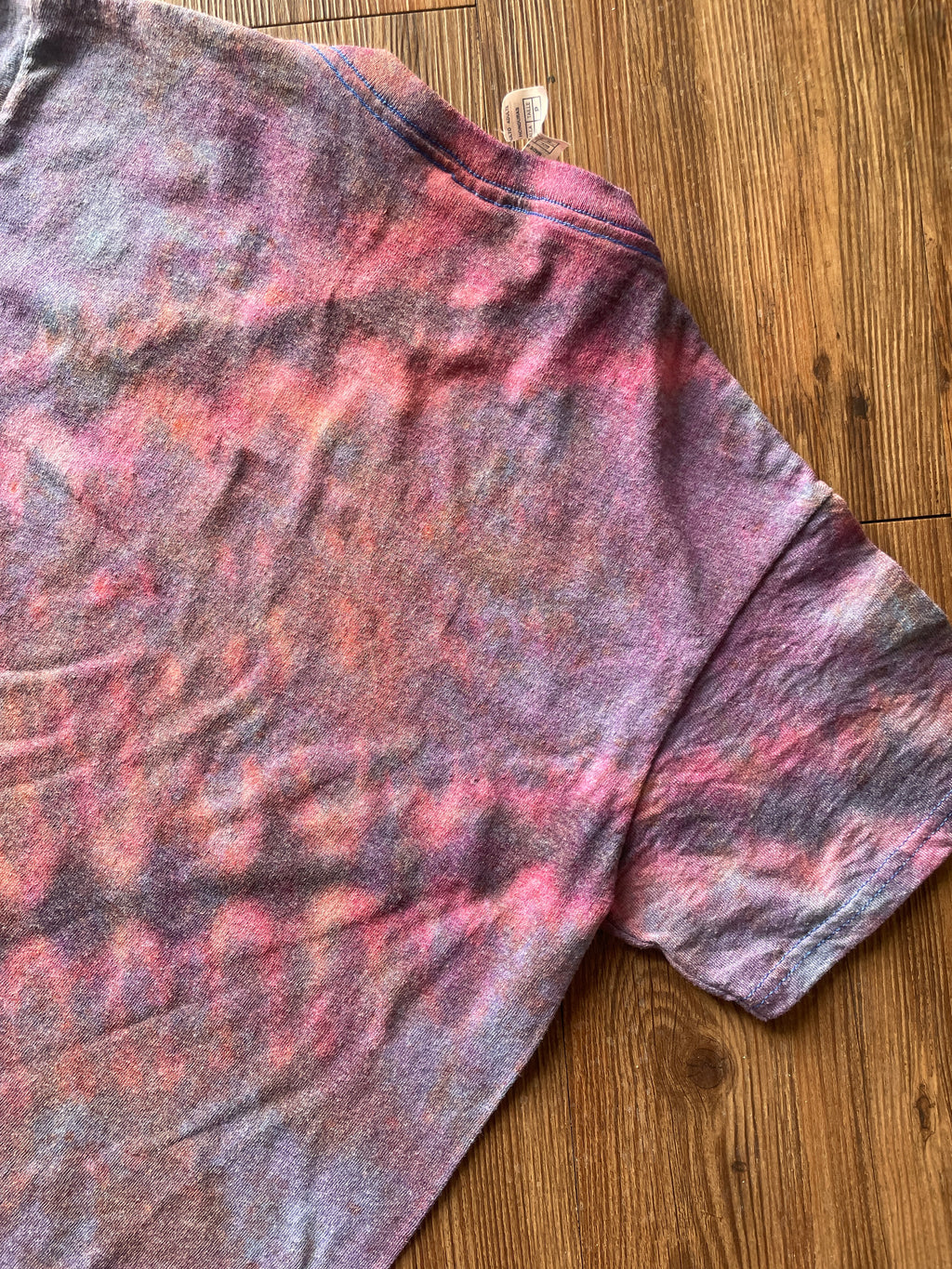 Small Men’s Chill Out Handmade Tie Dye T-Shirt | Blue, Purple, and Black Pleated Tie Dye Short Sleeve