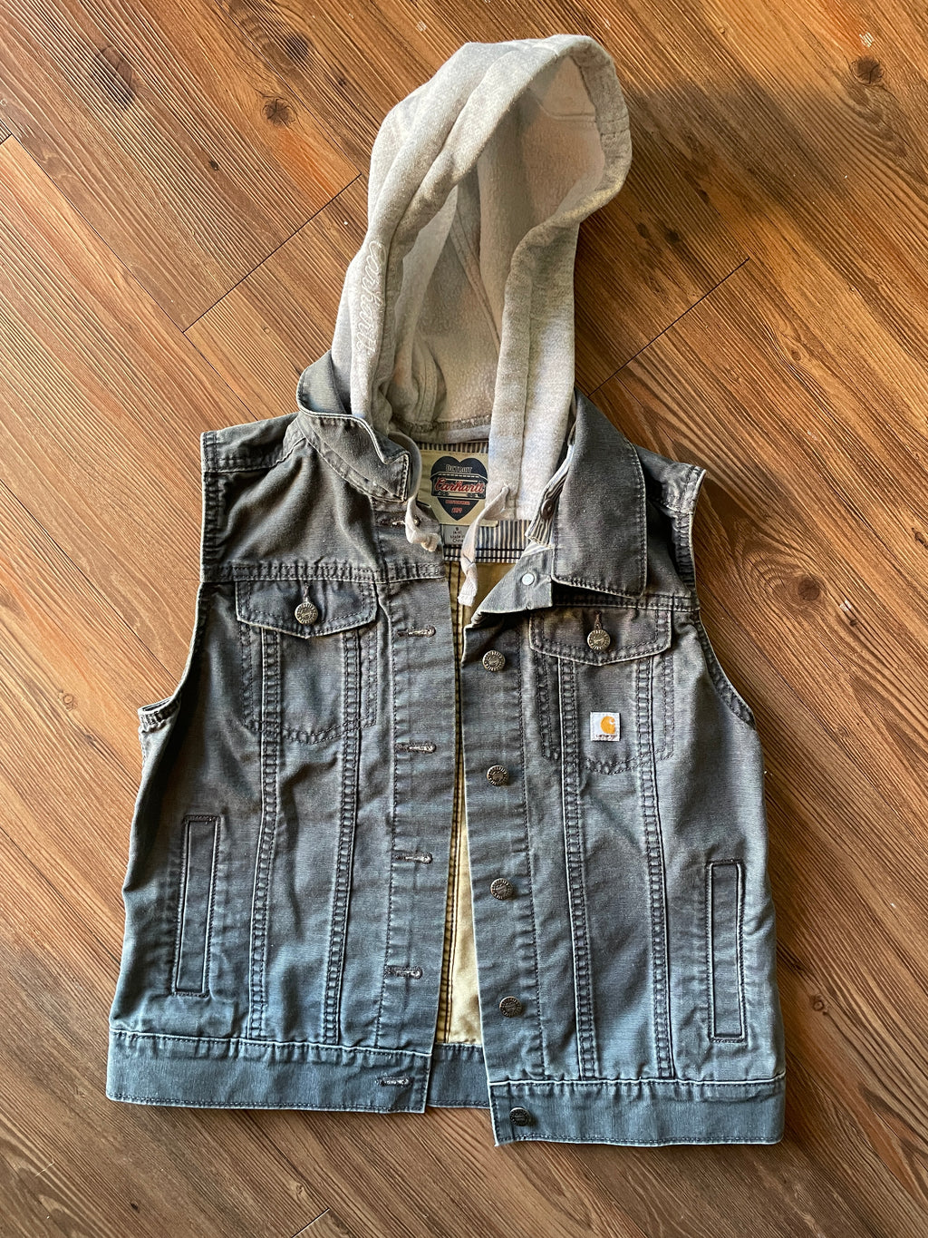 Small Women’s Carhartt Gray Tomgirl Hooded Vest