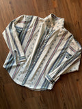 Small Men’s White and Blue Western Button-Up Shirt