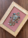 Pink, Blue, and Gold Framed Jewelry Christmas Tree Handmade with Over 25 Pieces of Vintage & Upcycled Jewelry