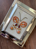 Gold, White, and Pink Framed Jewelry Butterfly Handmade with Over 20 Pieces of Vintage & Upcycled Jewelry
