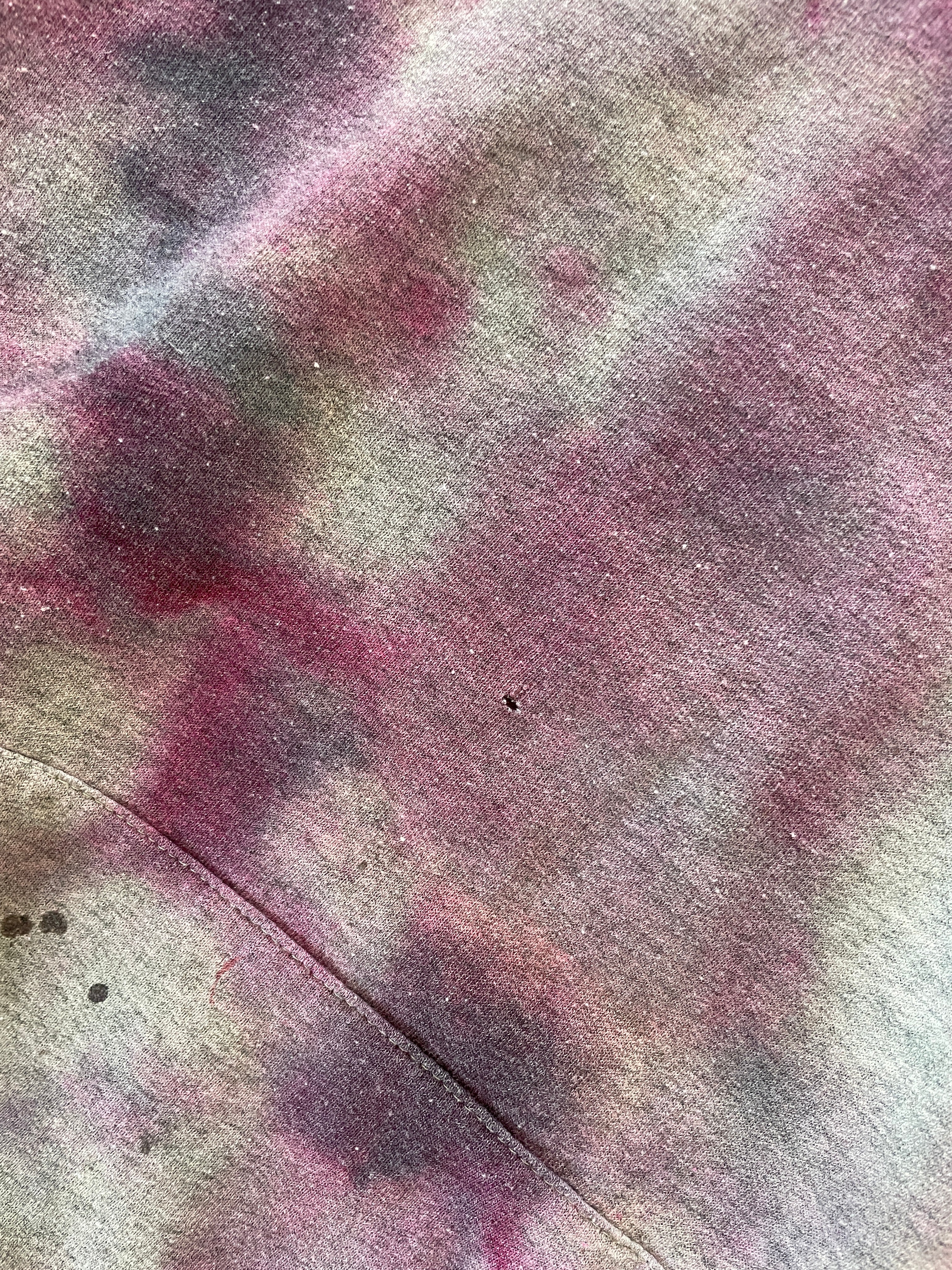 XXL Men’s Handmade Tie Dye Hoodie | Pastel Gray and Purple Pleated Tie Dye Long Sleeve Sweatshirt