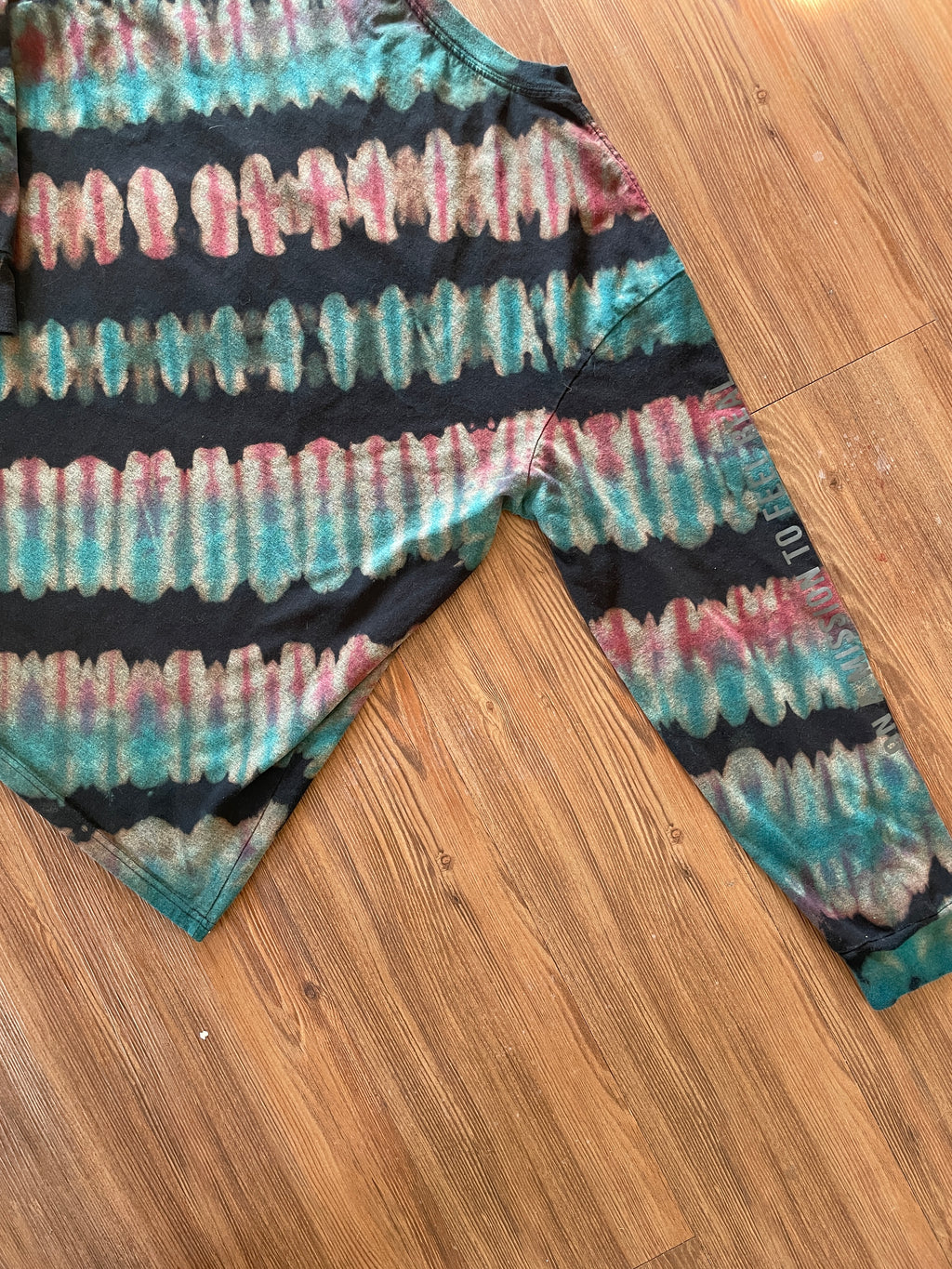 XXL Men’s Original Use Astronaut Handmade Tie Dye T-Shirt | Black, Red, and Blue Pleated Tie Dye Long Sleeve