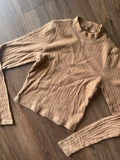 Women’s Small Aerie by American Eagle Burnt Orange Ribbed Mock Neck Long Sleeve Crop Top