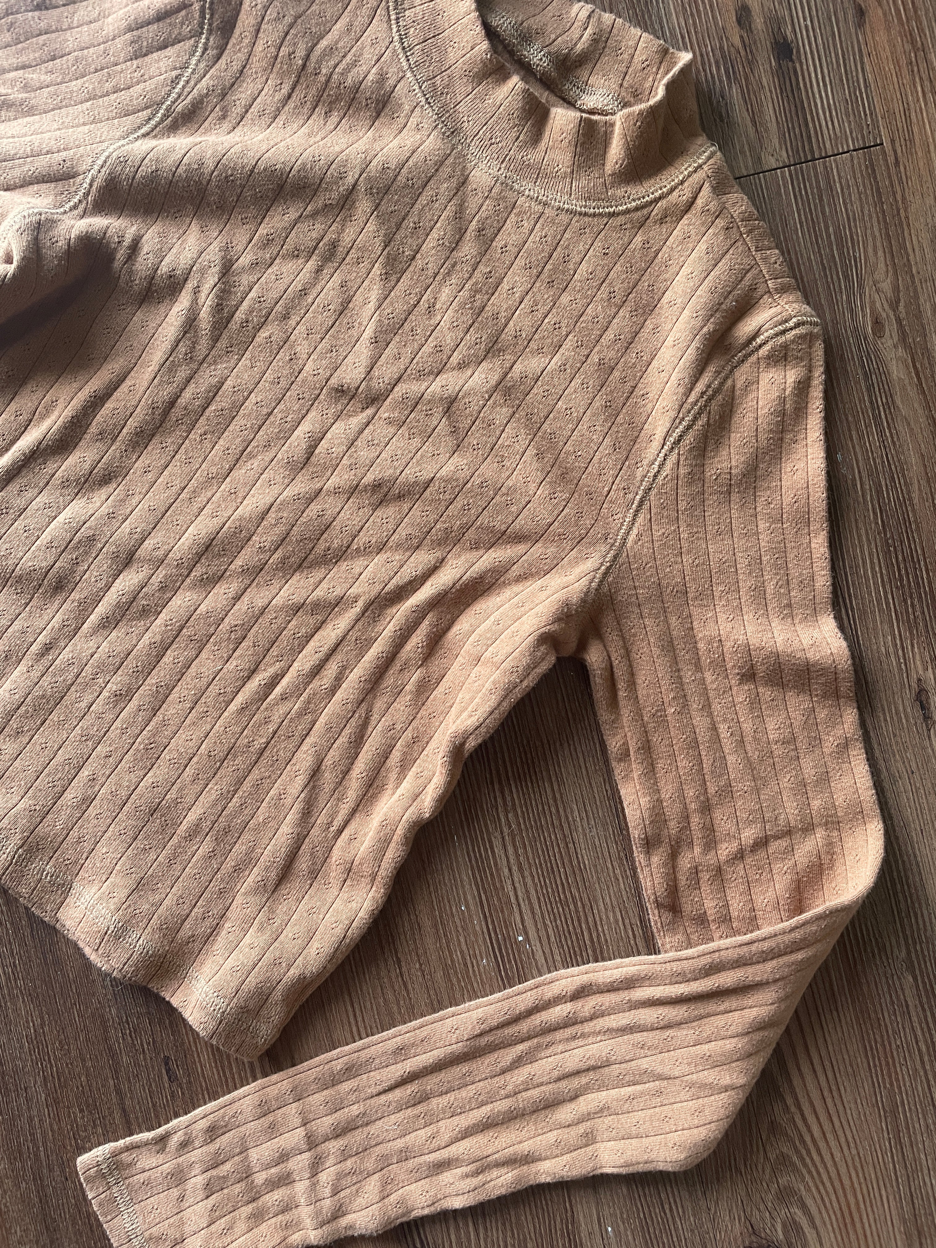 Women’s Small Aerie by American Eagle Burnt Orange Ribbed Mock Neck Long Sleeve Crop Top