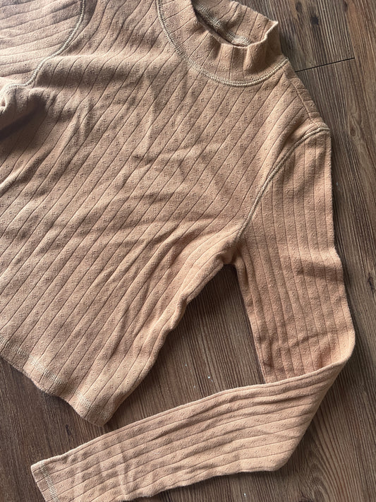 Women’s Small Aerie by American Eagle Burnt Orange Ribbed Mock Neck Long Sleeve Crop Top