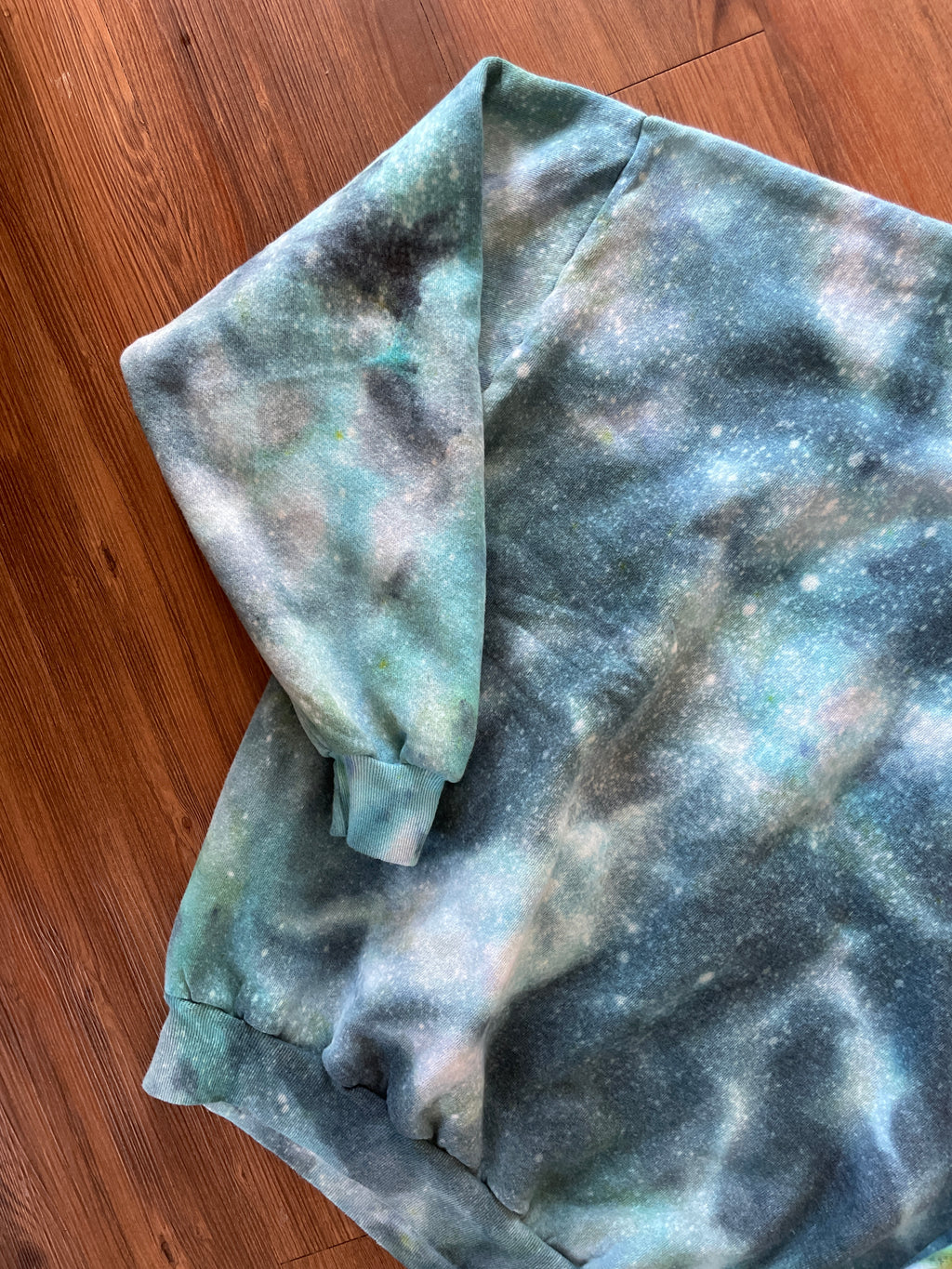 XXL Men’s Jerzee's Handmade Tie Dye Crewneck Sweatshirt | Blue and White Ice Dye Tie Dye Long Sleeve