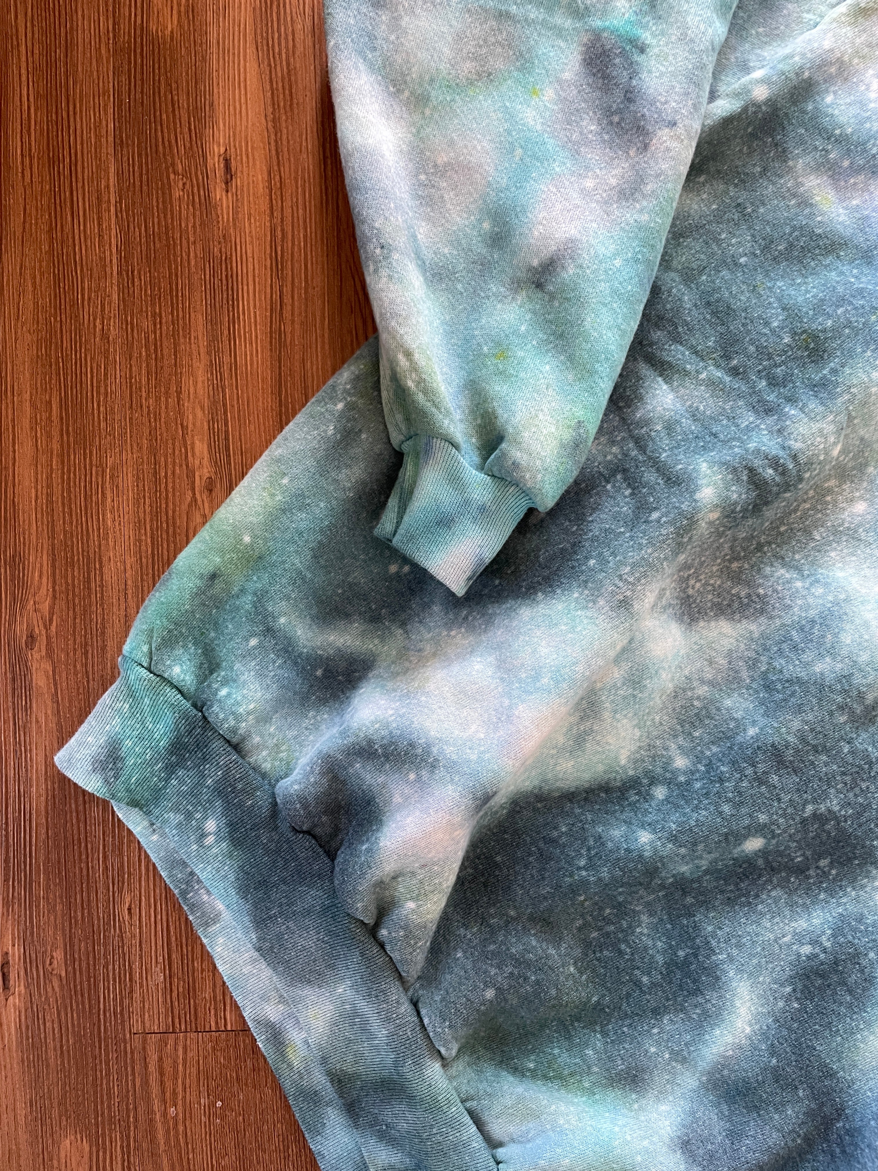 XXL Men’s Jerzee's Handmade Tie Dye Crewneck Sweatshirt | Blue and White Ice Dye Tie Dye Long Sleeve