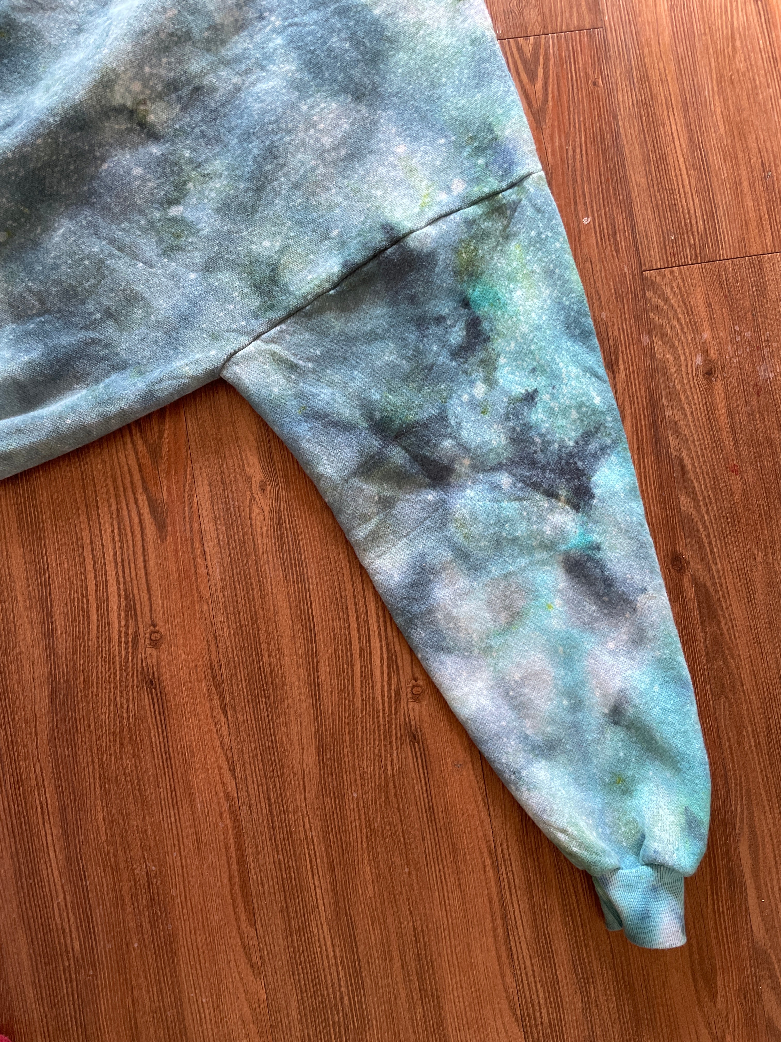 XXL Men’s Jerzee's Handmade Tie Dye Crewneck Sweatshirt | Blue and White Ice Dye Tie Dye Long Sleeve