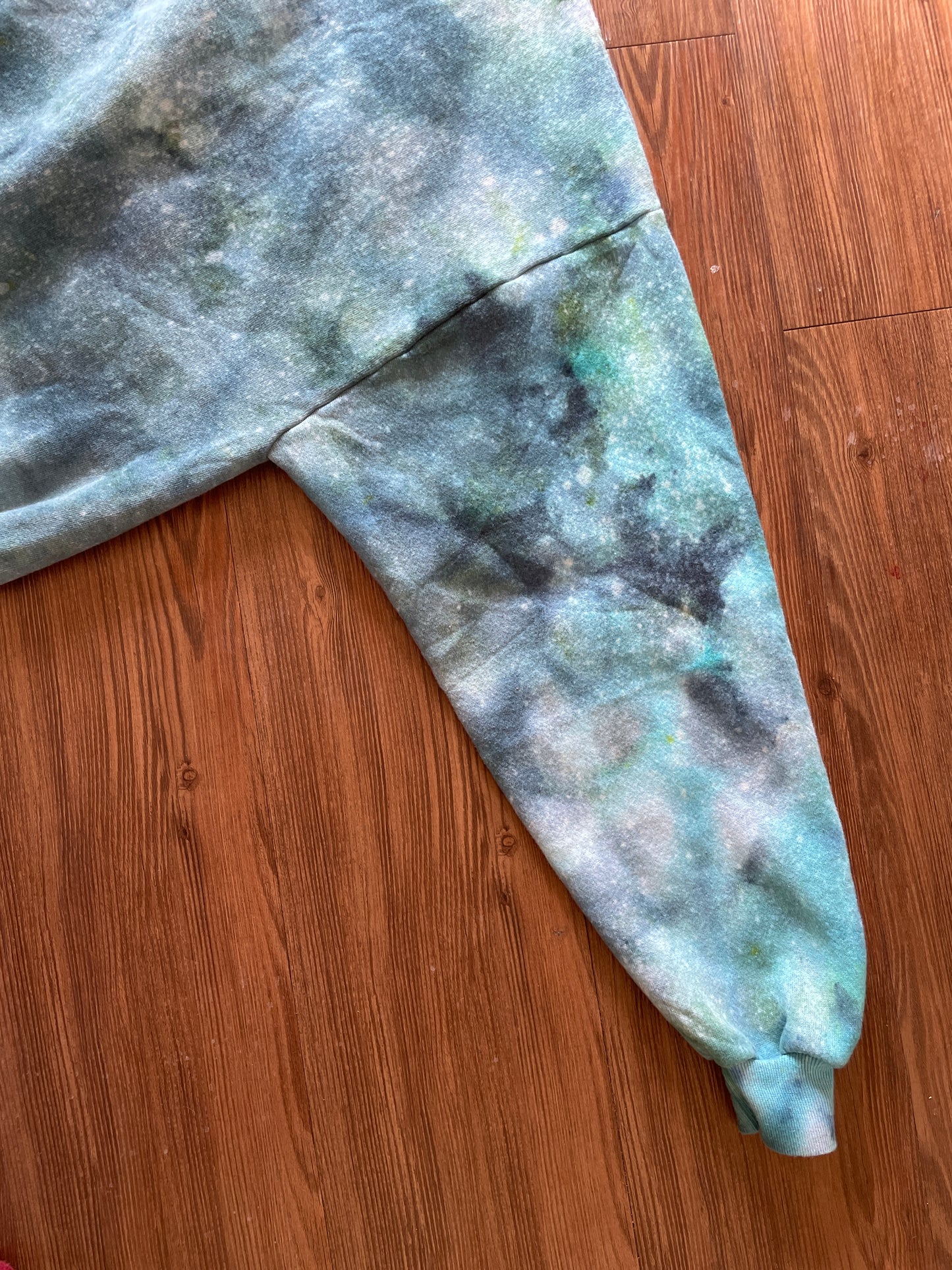 XXL Men’s Jerzee's Handmade Tie Dye Crewneck Sweatshirt | Blue and White Ice Dye Tie Dye Long Sleeve