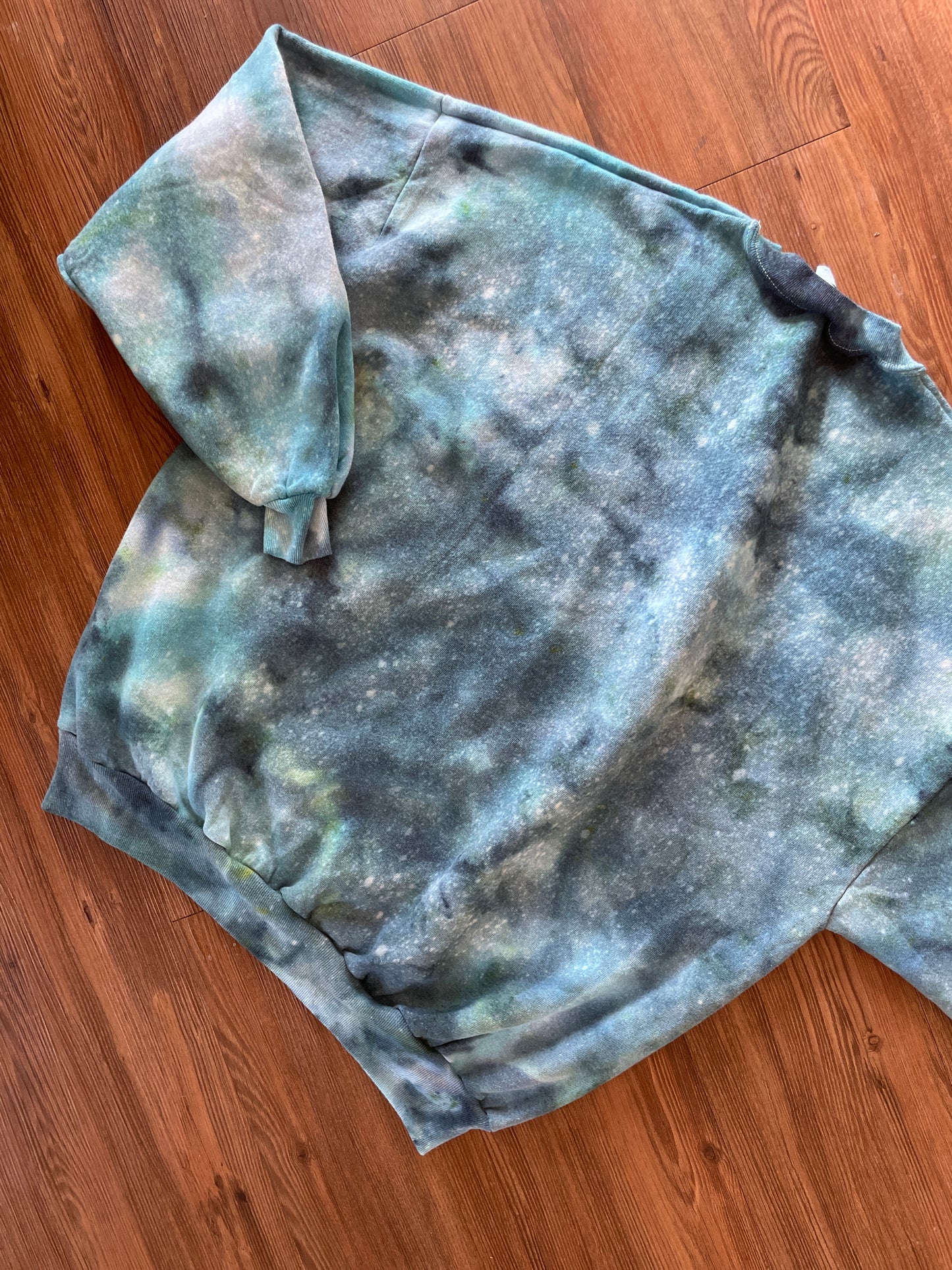 XXL Men’s Jerzee's Handmade Tie Dye Crewneck Sweatshirt | Blue and White Ice Dye Tie Dye Long Sleeve