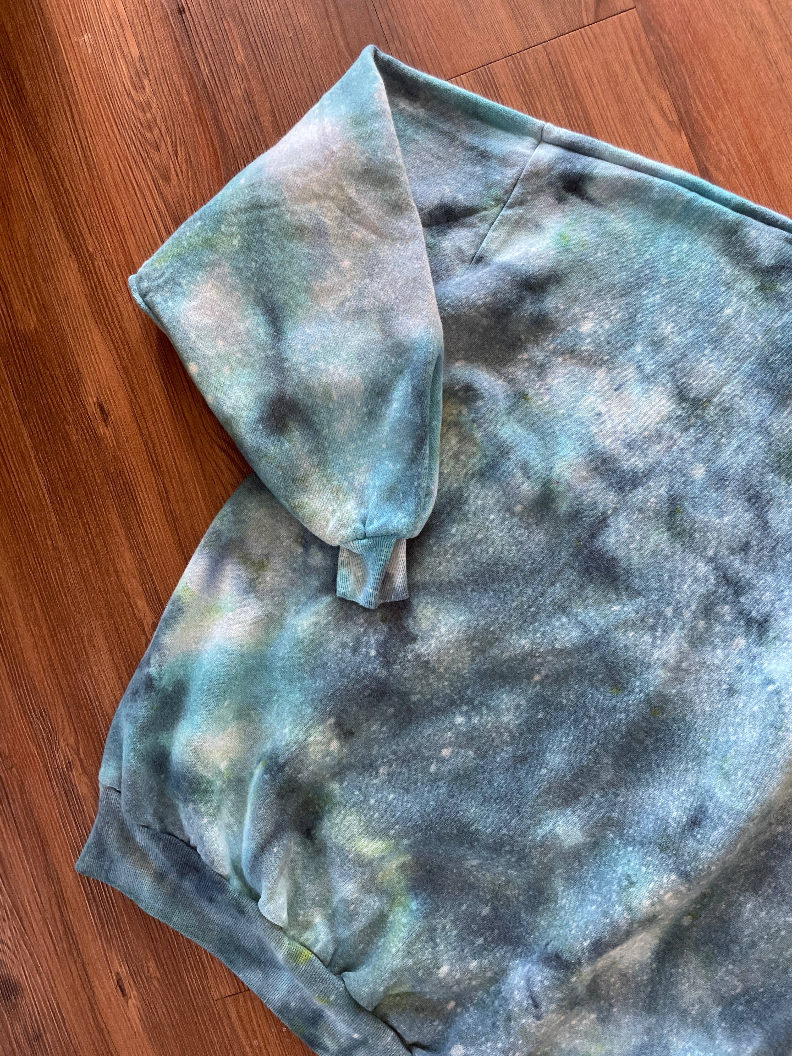 XXL Men’s Jerzee's Handmade Tie Dye Crewneck Sweatshirt | Blue and White Ice Dye Tie Dye Long Sleeve