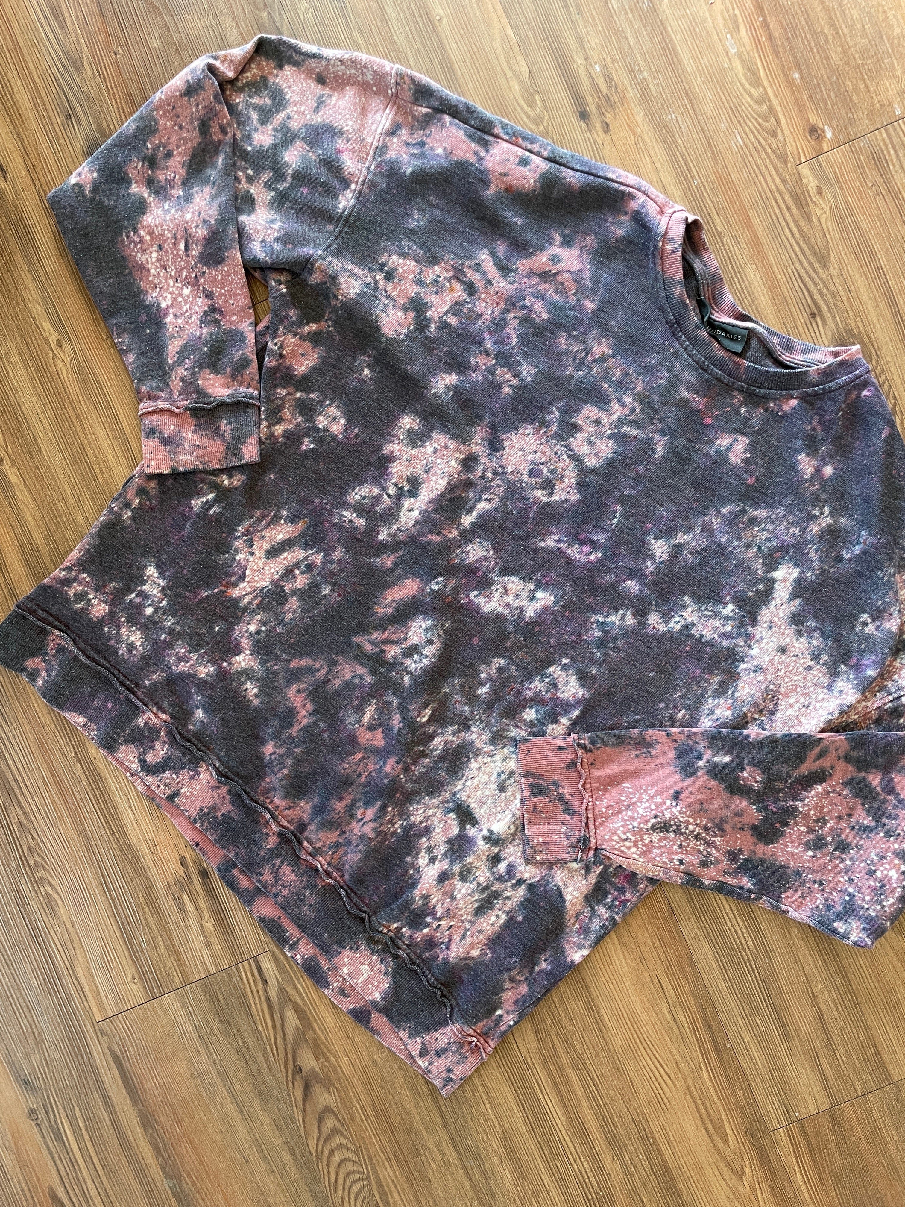 XL Men’s Utah Handmade Earth Tones Tie Dye Sweatshirt | Pink, Black, and Pink Tie Dye Long Sleeve Sweater