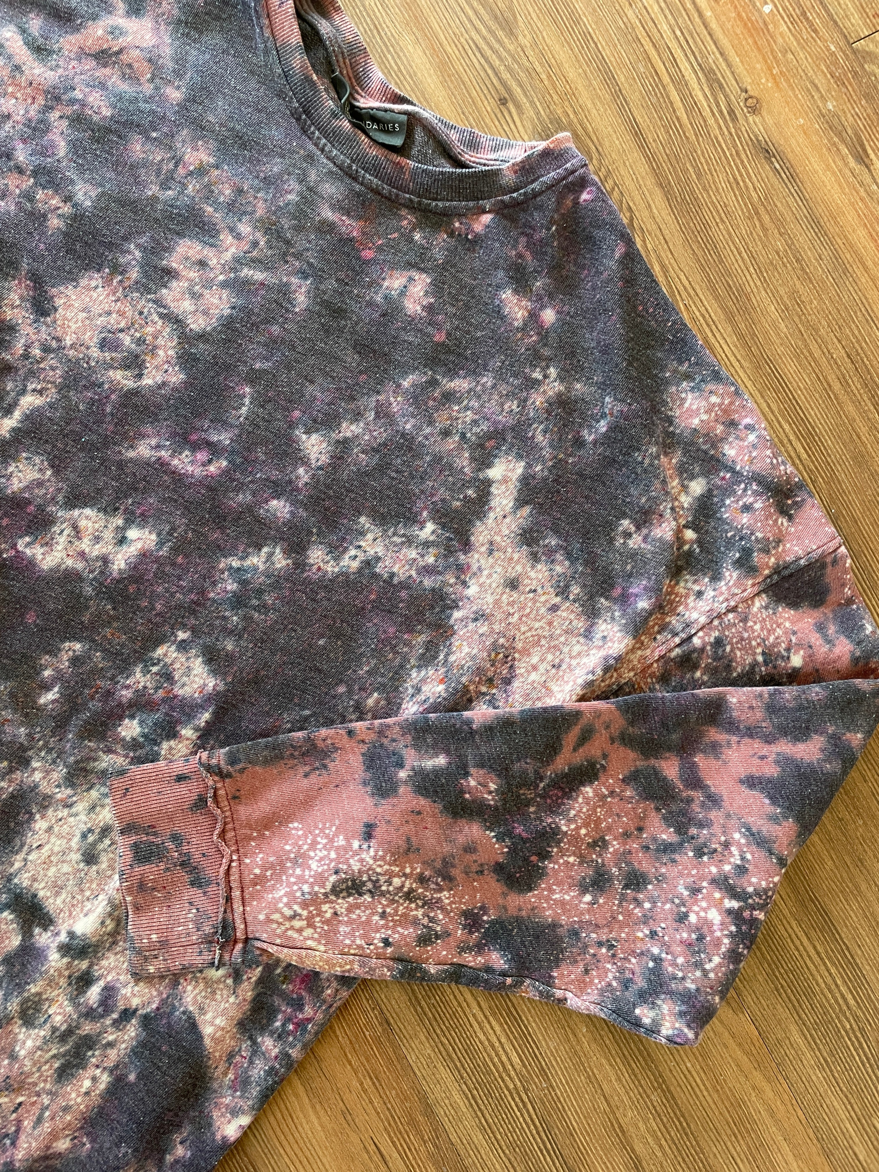 XL Men’s Utah Handmade Earth Tones Tie Dye Sweatshirt | Pink, Black, and Pink Tie Dye Long Sleeve Sweater