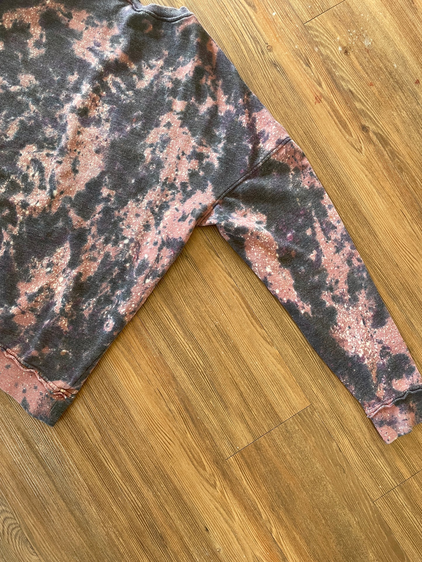 XL Men’s Utah Handmade Earth Tones Tie Dye Sweatshirt | Pink, Black, and Pink Tie Dye Long Sleeve Sweater