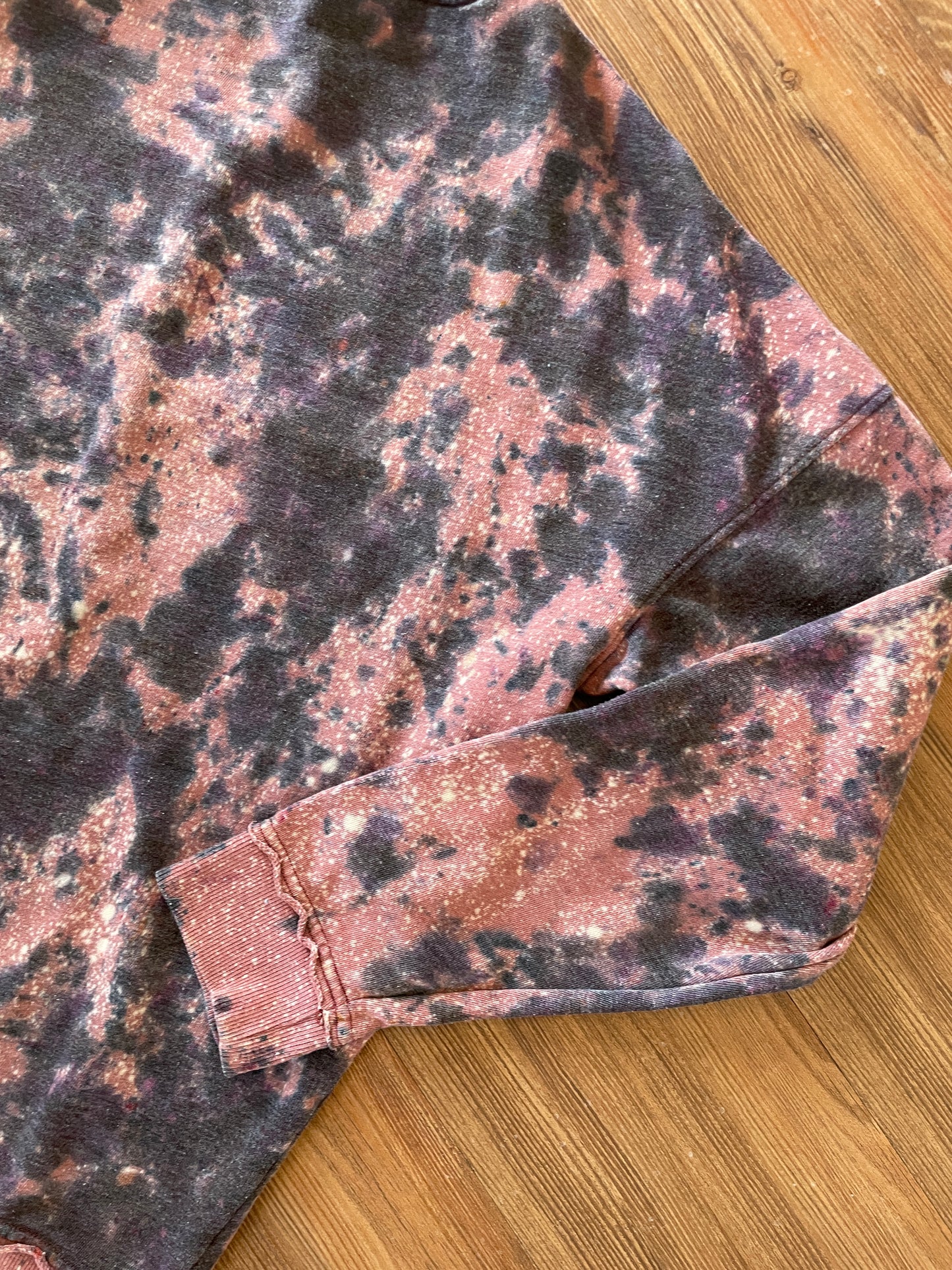 XL Men’s Utah Handmade Earth Tones Tie Dye Sweatshirt | Pink, Black, and Pink Tie Dye Long Sleeve Sweater