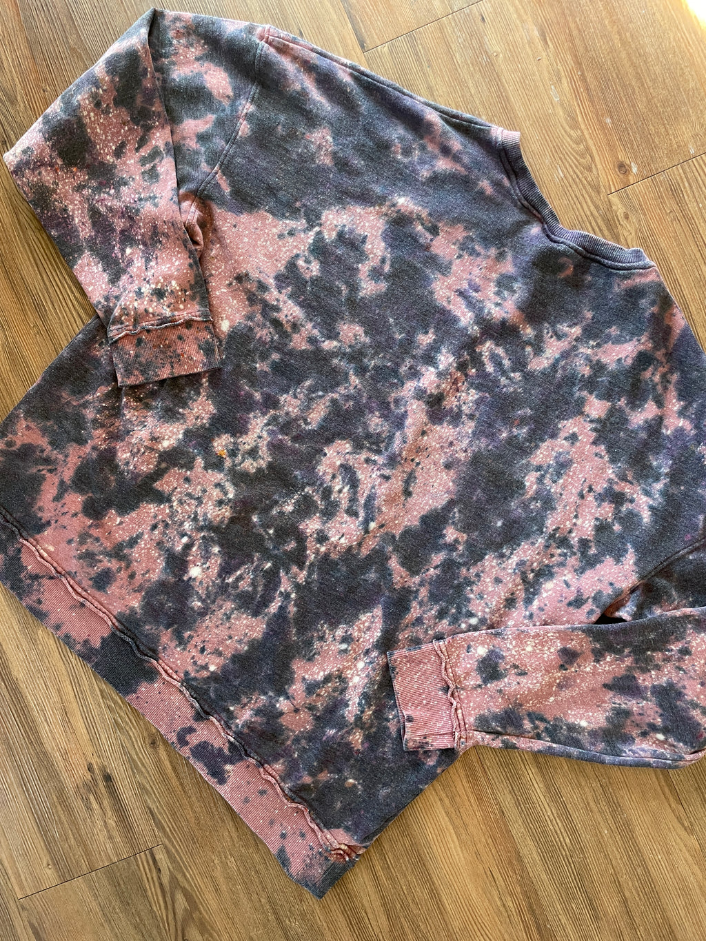 XL Men’s Utah Handmade Earth Tones Tie Dye Sweatshirt | Pink, Black, and Pink Tie Dye Long Sleeve Sweater