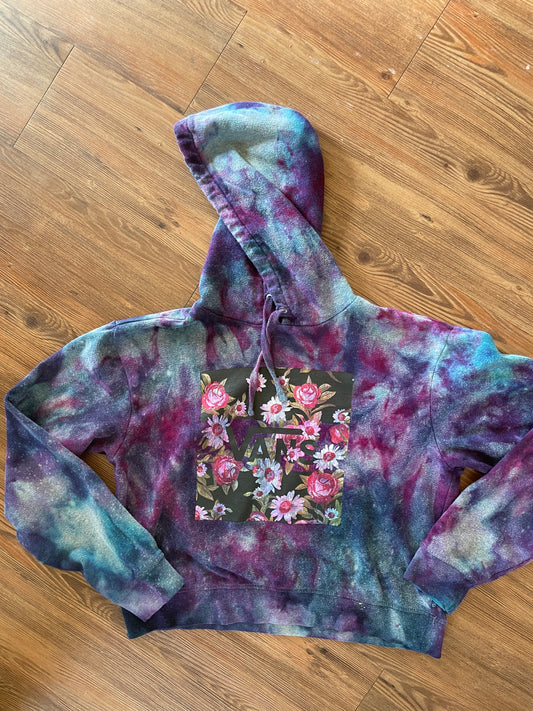 Medium Women's Vans Handmade Tie Dye Hoodie | Dark Blue and Purple Galaxy Ice Dye Tie Dye Long Sleeve Sweatshirt