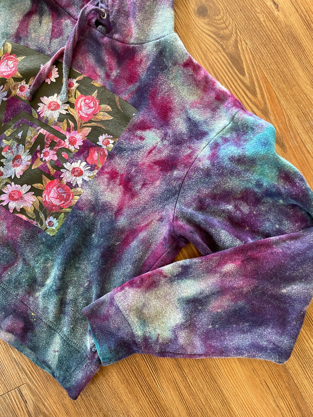 Medium Women's Vans Handmade Tie Dye Hoodie | Dark Blue and Purple Galaxy Ice Dye Tie Dye Long Sleeve Sweatshirt