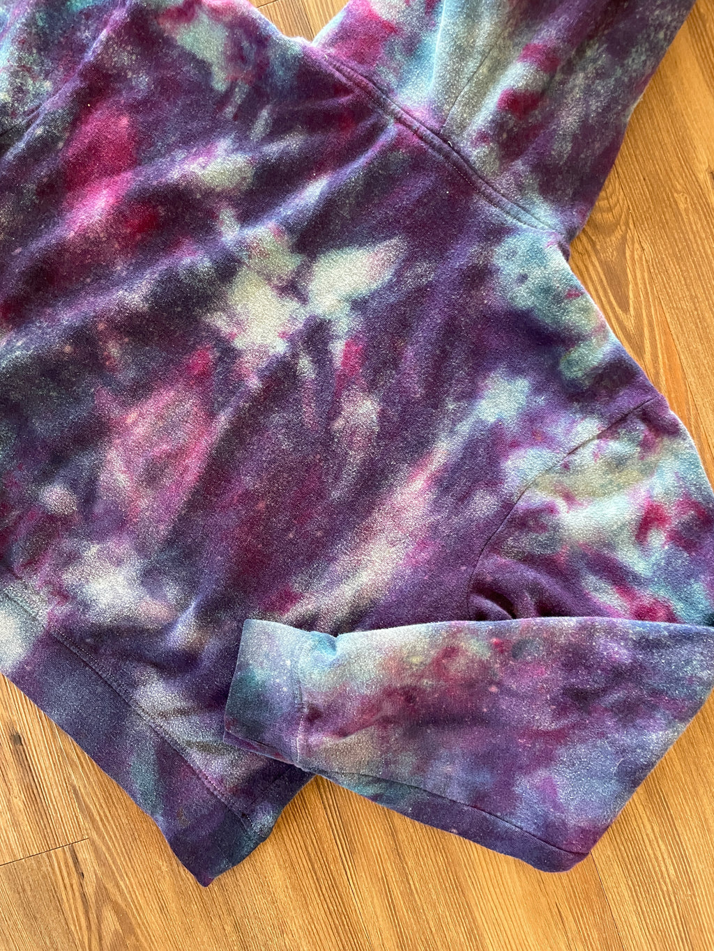 Medium Women's Vans Handmade Tie Dye Hoodie | Dark Blue and Purple Galaxy Ice Dye Tie Dye Long Sleeve Sweatshirt