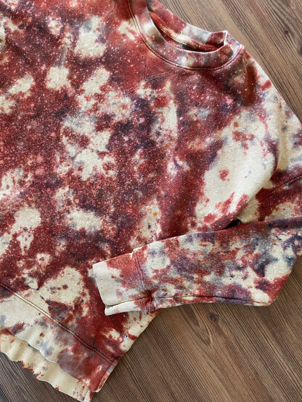 Medium Women’s Earth Tones Tie Dye Lightweight Crewneck Sweatshirt | Yellow and Orange Tie Dye Long Sleeve Sweater