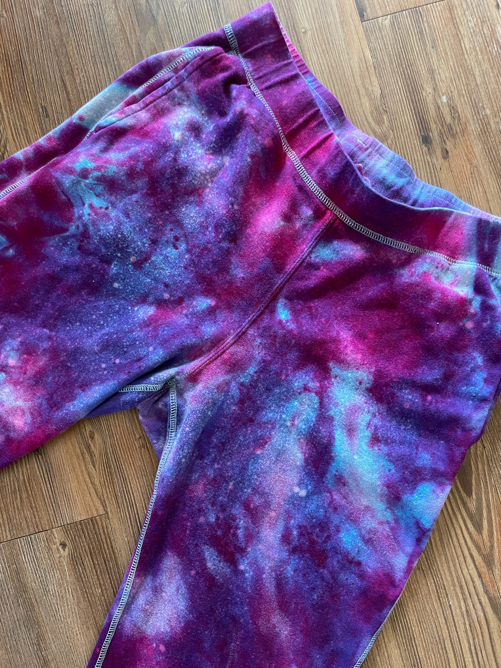 Small Women's Handmade Galaxy Tie Dye Casual Pants | Blue, Pink, and Purple Tie Dye Activewear Bottoms