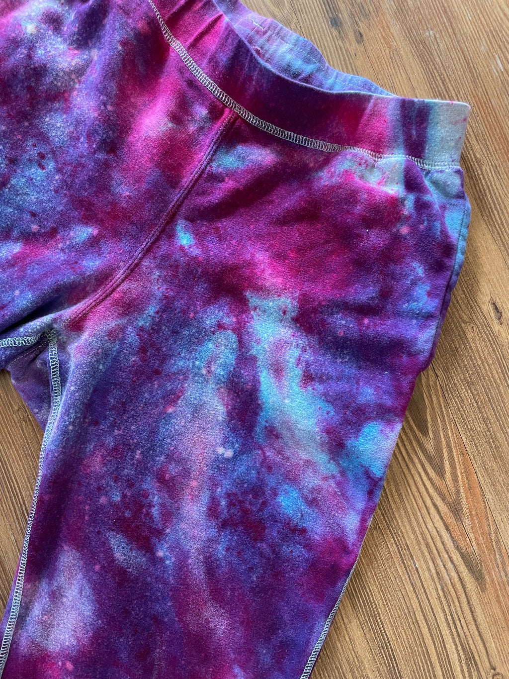 Small Women's Handmade Galaxy Tie Dye Casual Pants | Blue, Pink, and Purple Tie Dye Activewear Bottoms