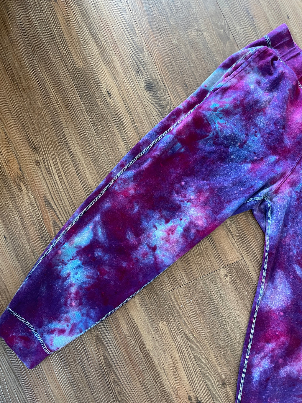 Small Women's Handmade Galaxy Tie Dye Casual Pants | Blue, Pink, and Purple Tie Dye Activewear Bottoms