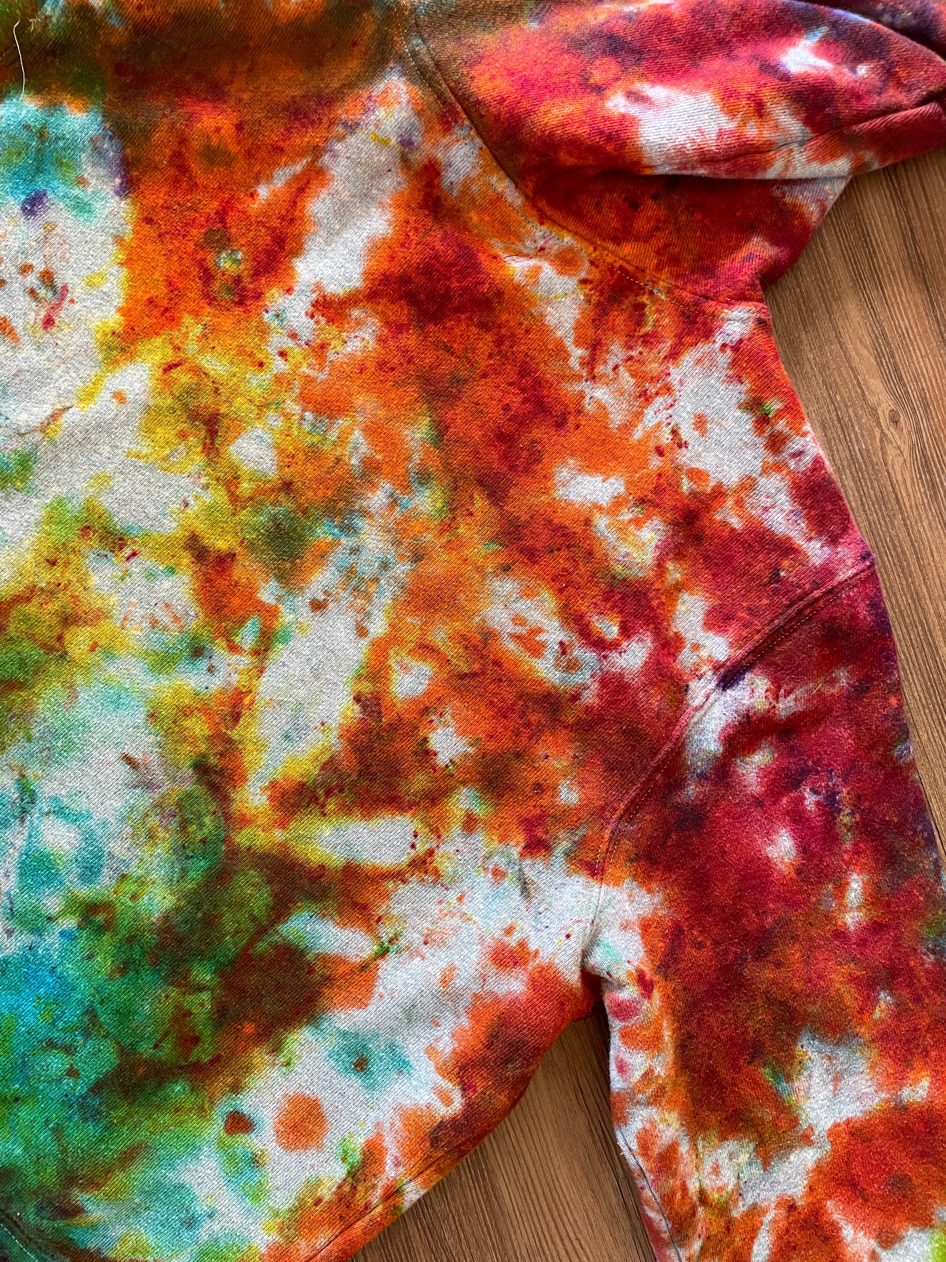 XL Men’s Utah Rainbow Handmade Tie Dye Heavyweight Hoodie | Rainbow Crumpled Tie Dye Long Sleeve Hooded Sweatshirt