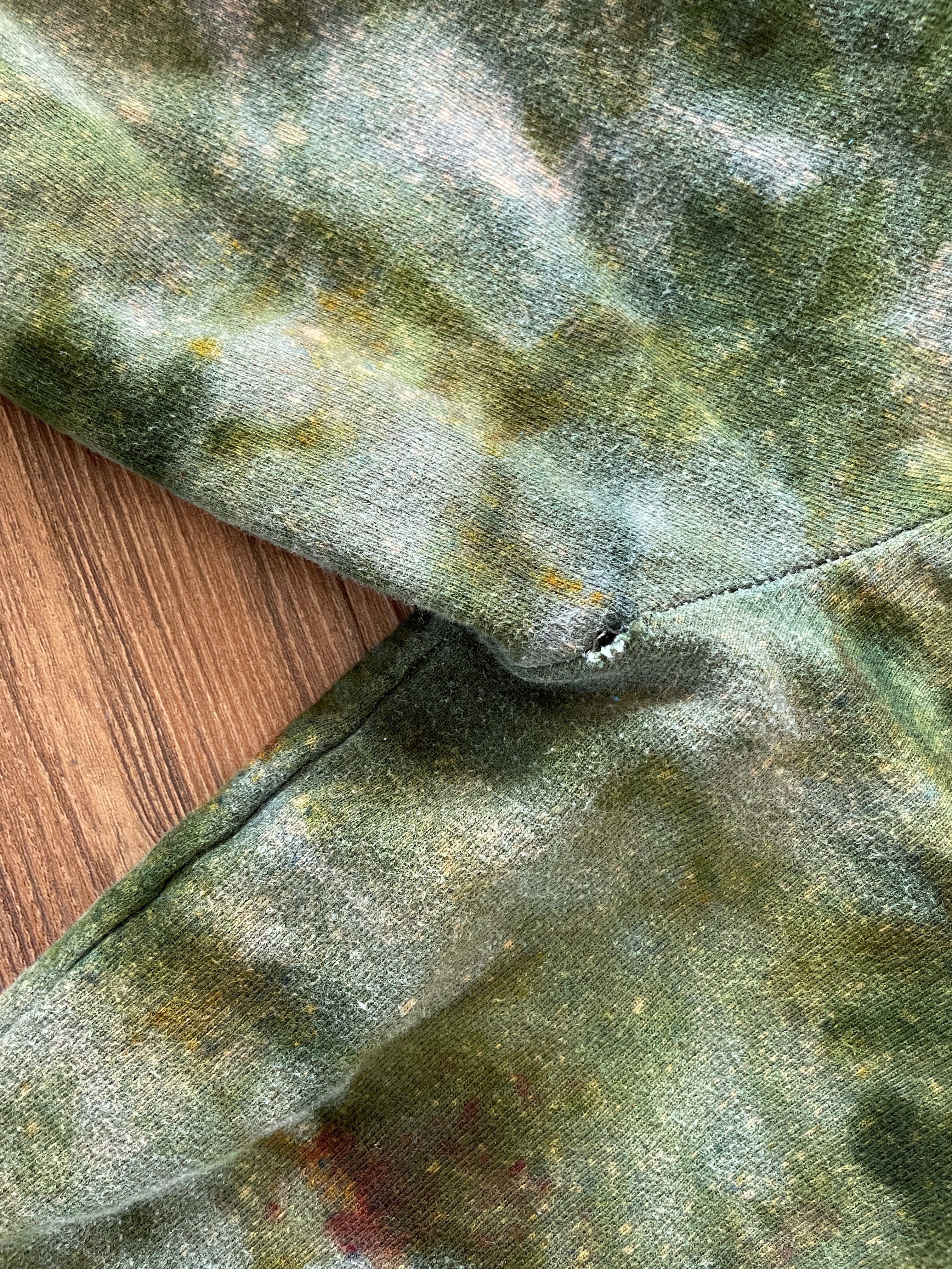 Large Men’s Handmade Tie Dye Grandpa-Style Button-Down Cardigan | Green and Gray Tie Dye Long Sleeve Sweater