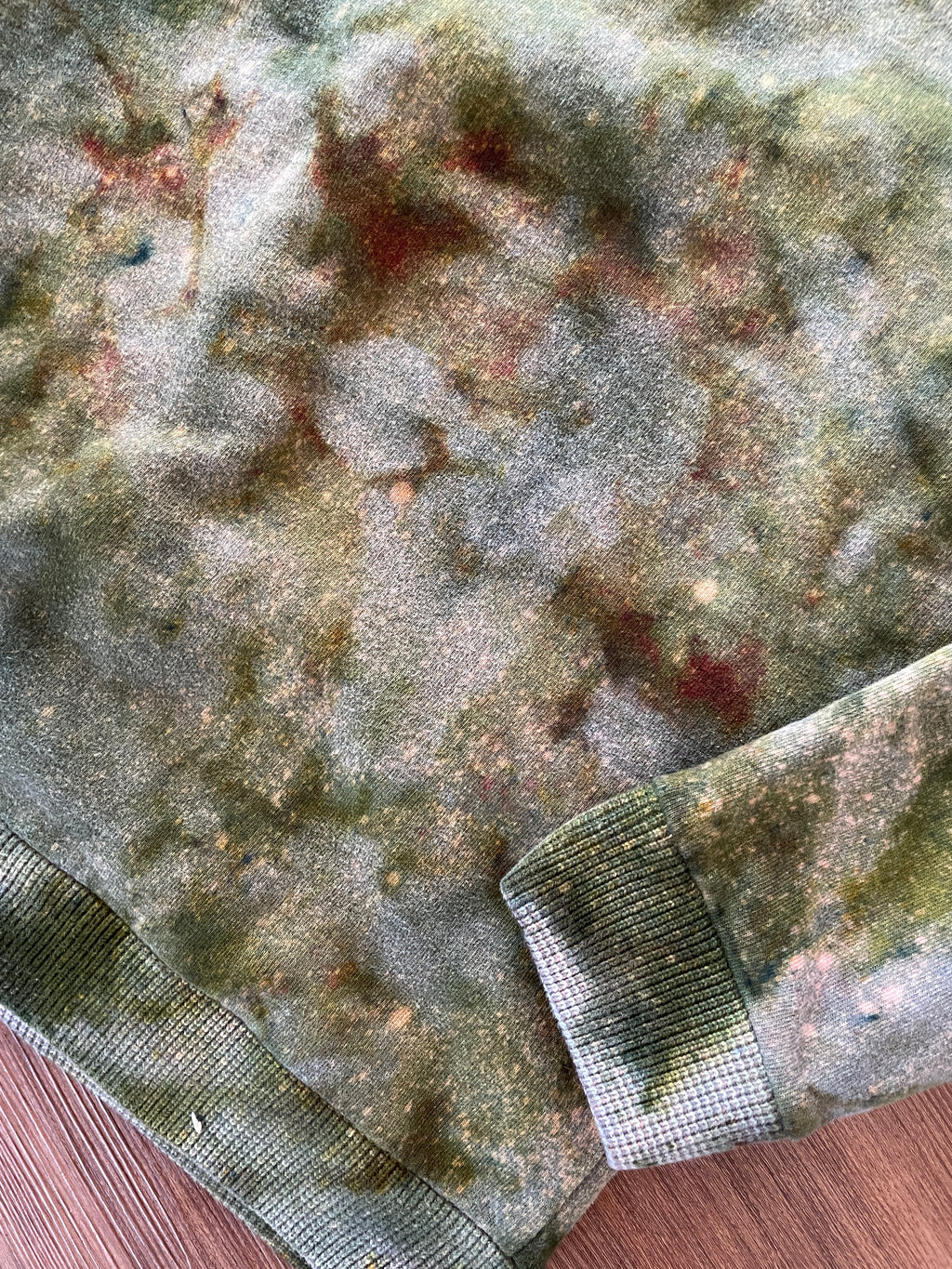 Large Men’s Handmade Tie Dye Grandpa-Style Button-Down Cardigan | Green and Gray Tie Dye Long Sleeve Sweater