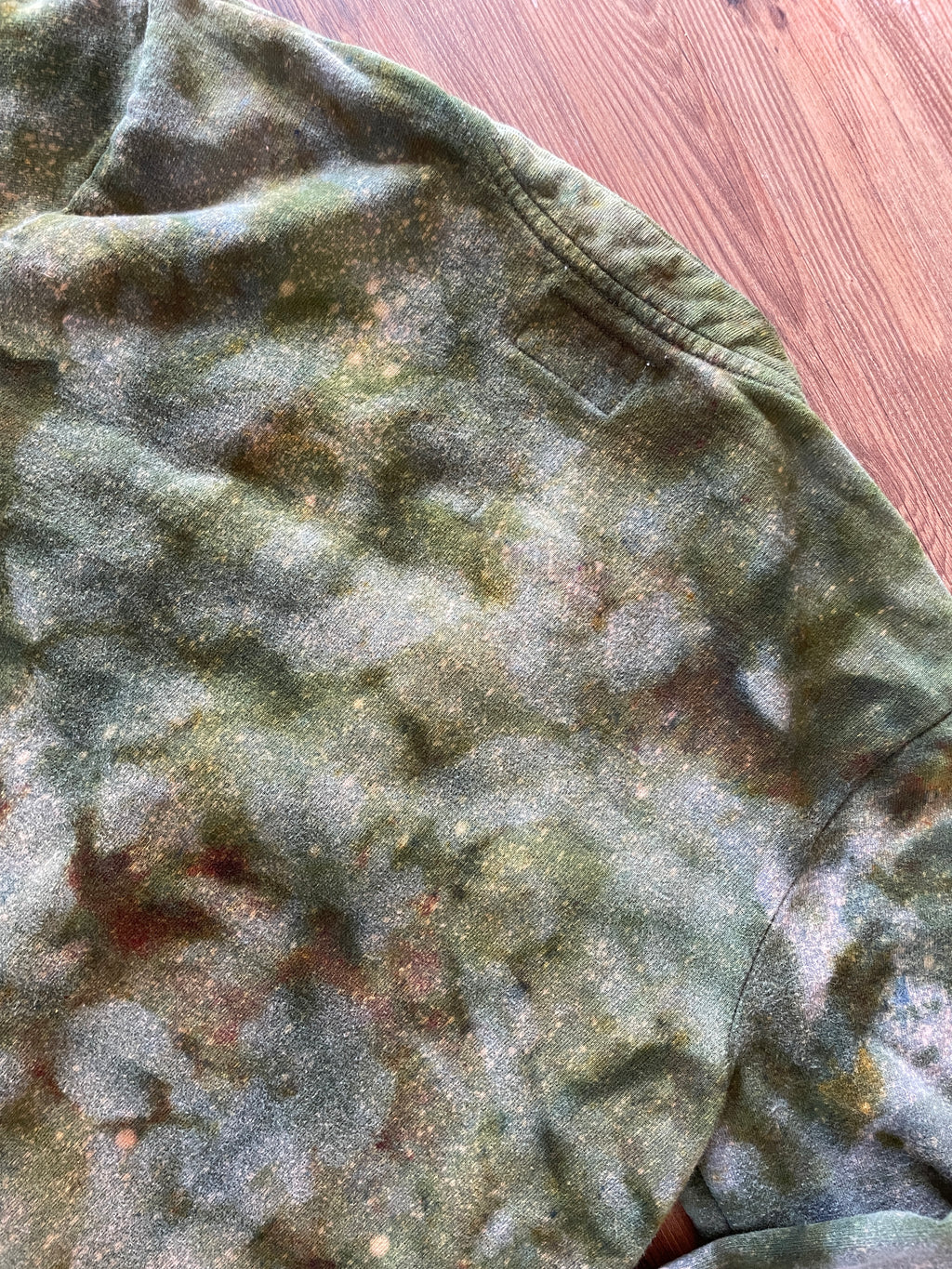 Large Men’s Handmade Tie Dye Grandpa-Style Button-Down Cardigan | Green and Gray Tie Dye Long Sleeve Sweater