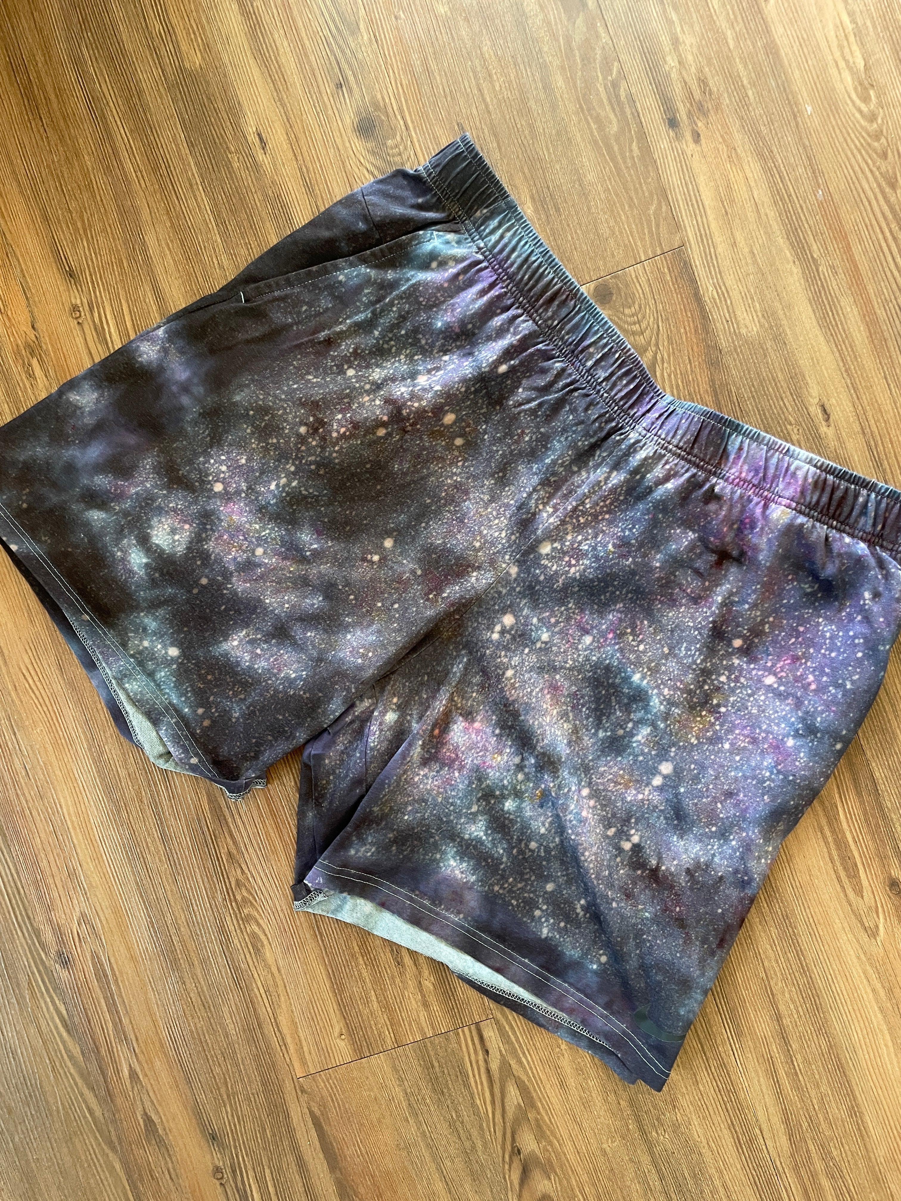 4XL Men’s Nike Handmade Tie Dye Short | Black and Purple Galaxy Ice Dye Casual Shorts