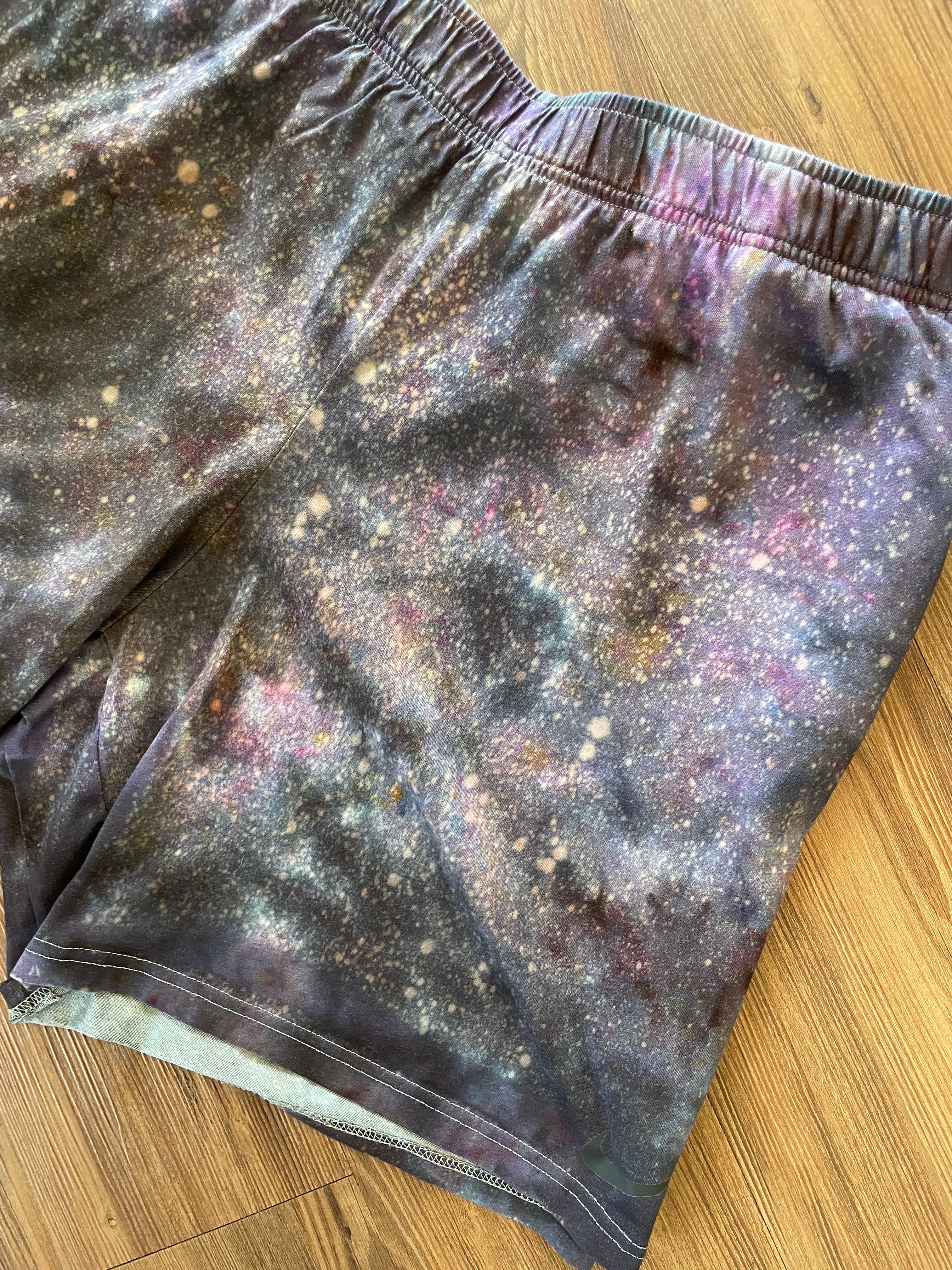 4XL Men’s Nike Handmade Tie Dye Short | Black and Purple Galaxy Ice Dye Casual Shorts