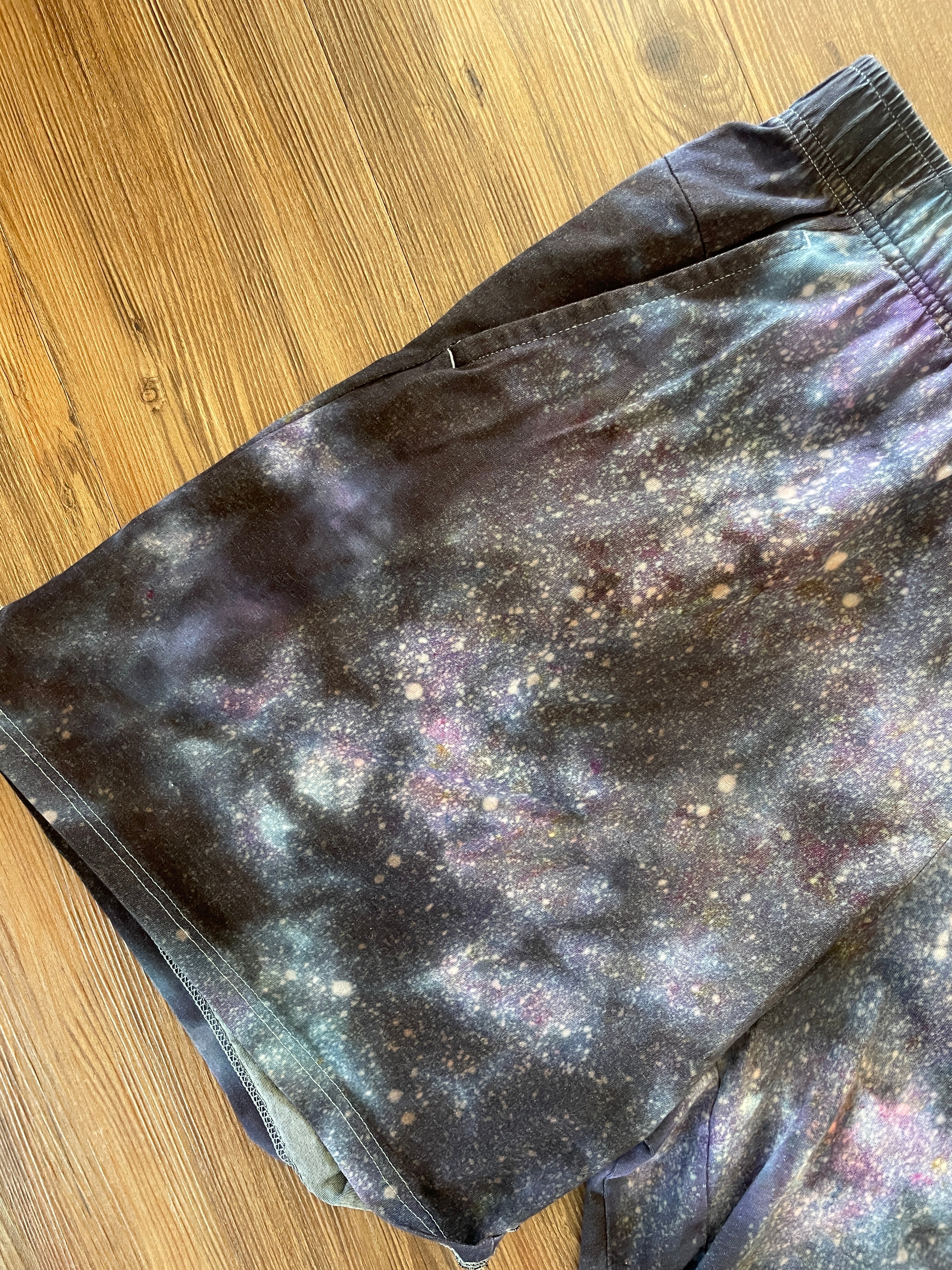 4XL Men’s Nike Handmade Tie Dye Short | Black and Purple Galaxy Ice Dye Casual Shorts