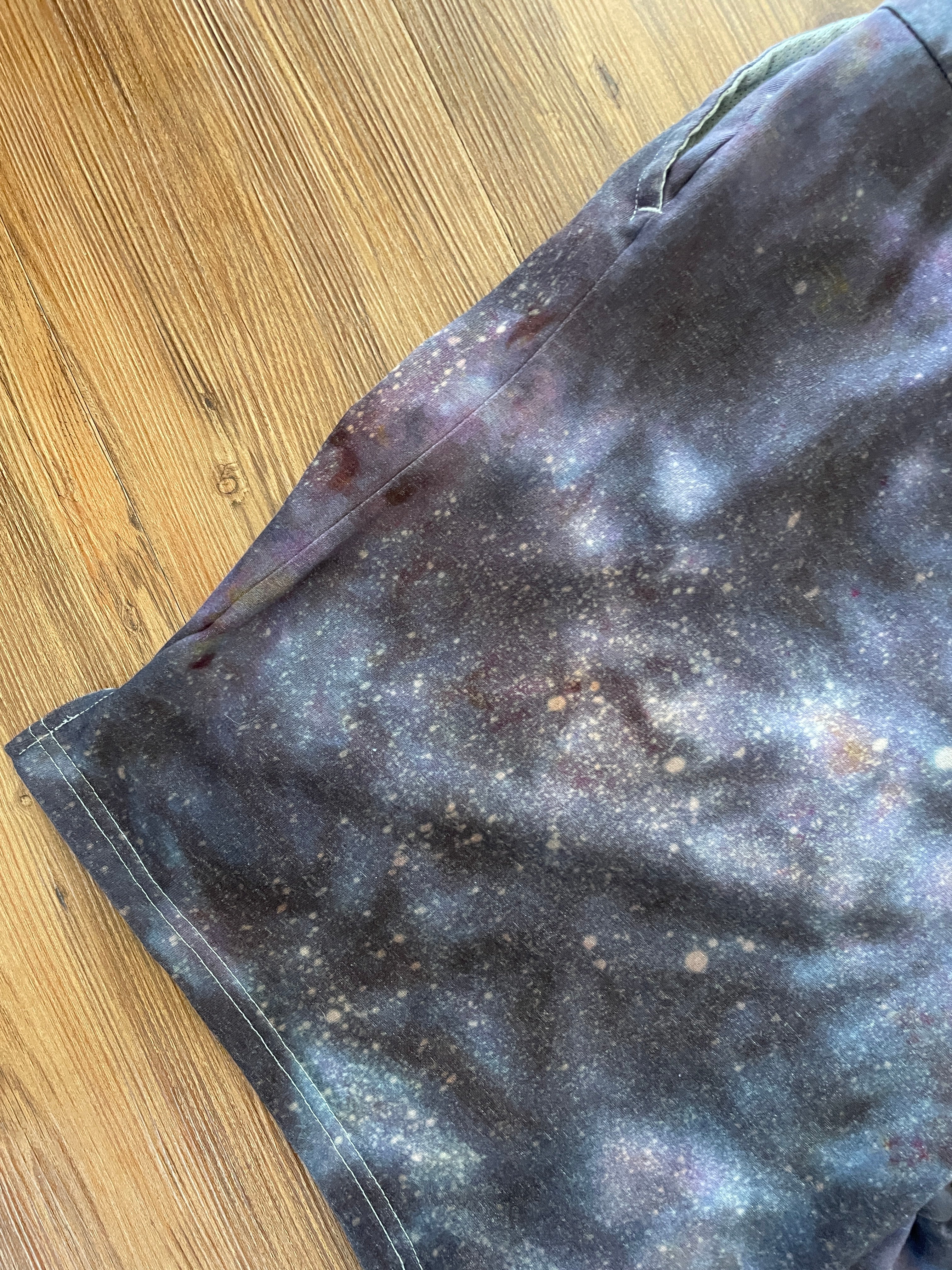 4XL Men’s Nike Handmade Tie Dye Short | Black and Purple Galaxy Ice Dye Casual Shorts