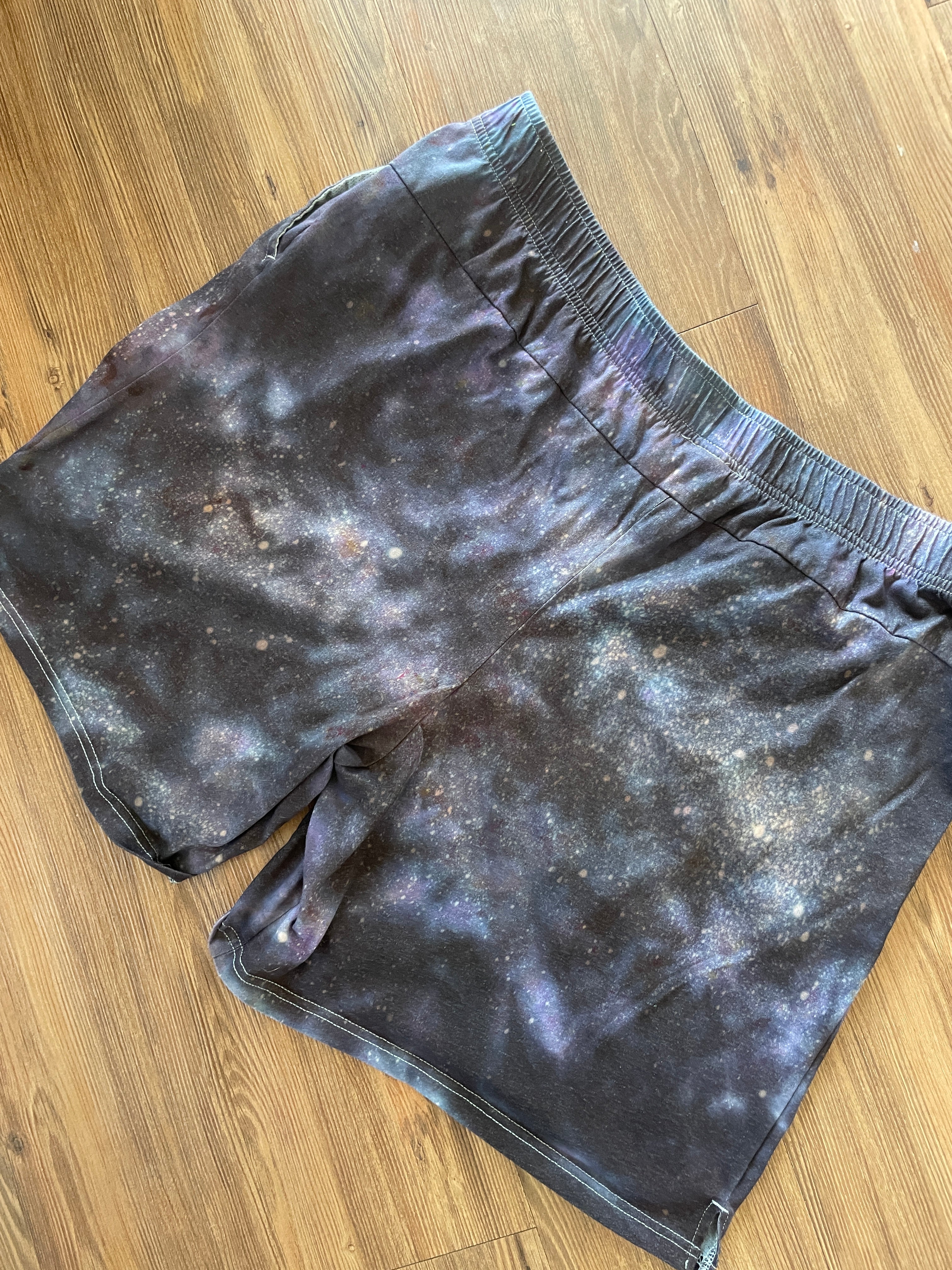 4XL Men’s Nike Handmade Tie Dye Short | Black and Purple Galaxy Ice Dye Casual Shorts