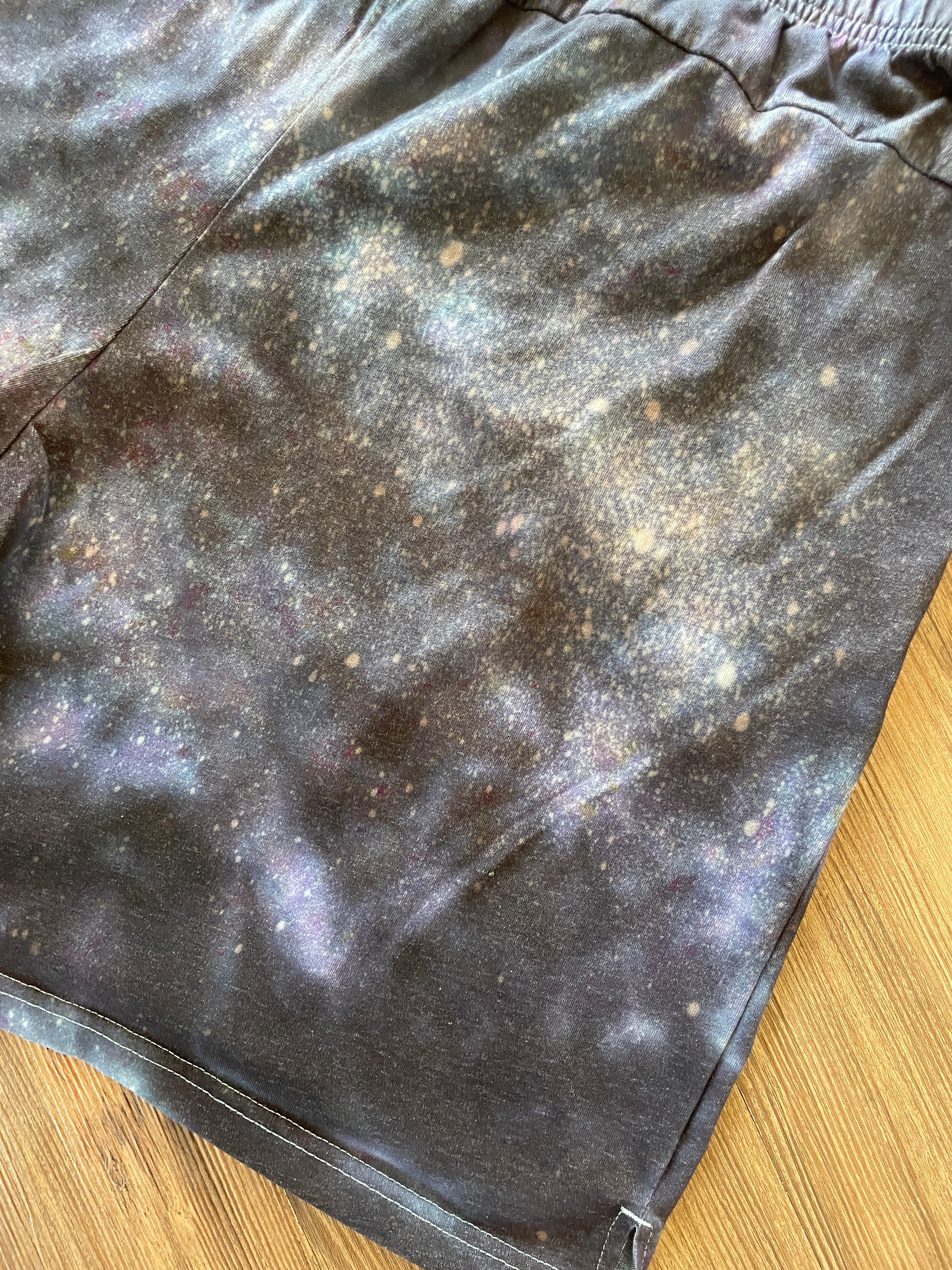 4XL Men’s Nike Handmade Tie Dye Short | Black and Purple Galaxy Ice Dye Casual Shorts