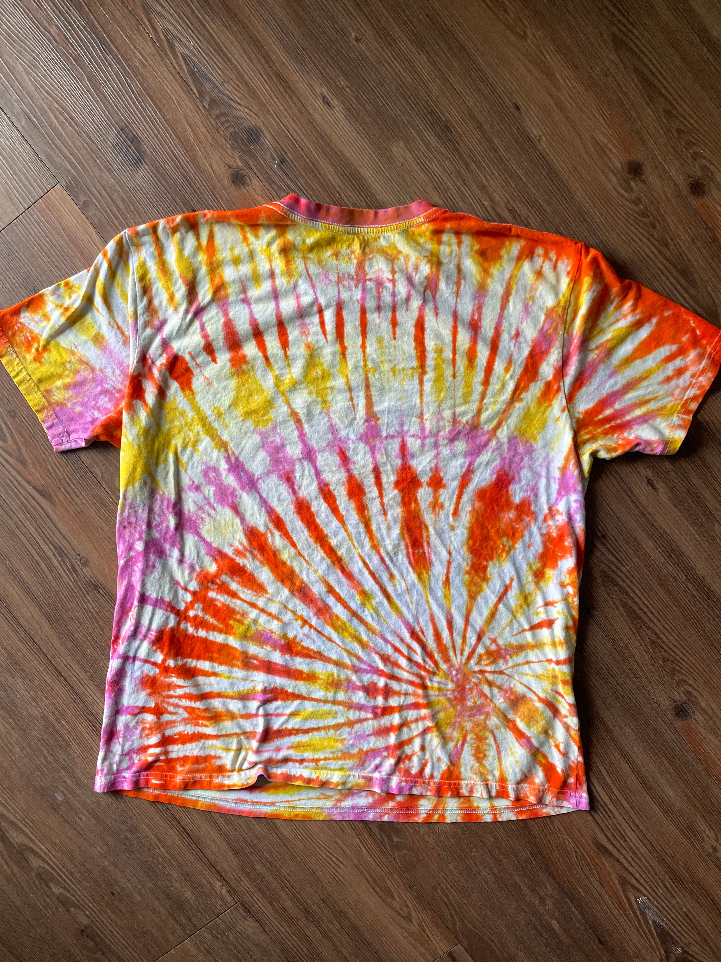 XL Women’s Speak Up, Speak Out Tie Dye T-Shirt | Red, Orange, Yellow, and Pink Spiral ShortSleeve