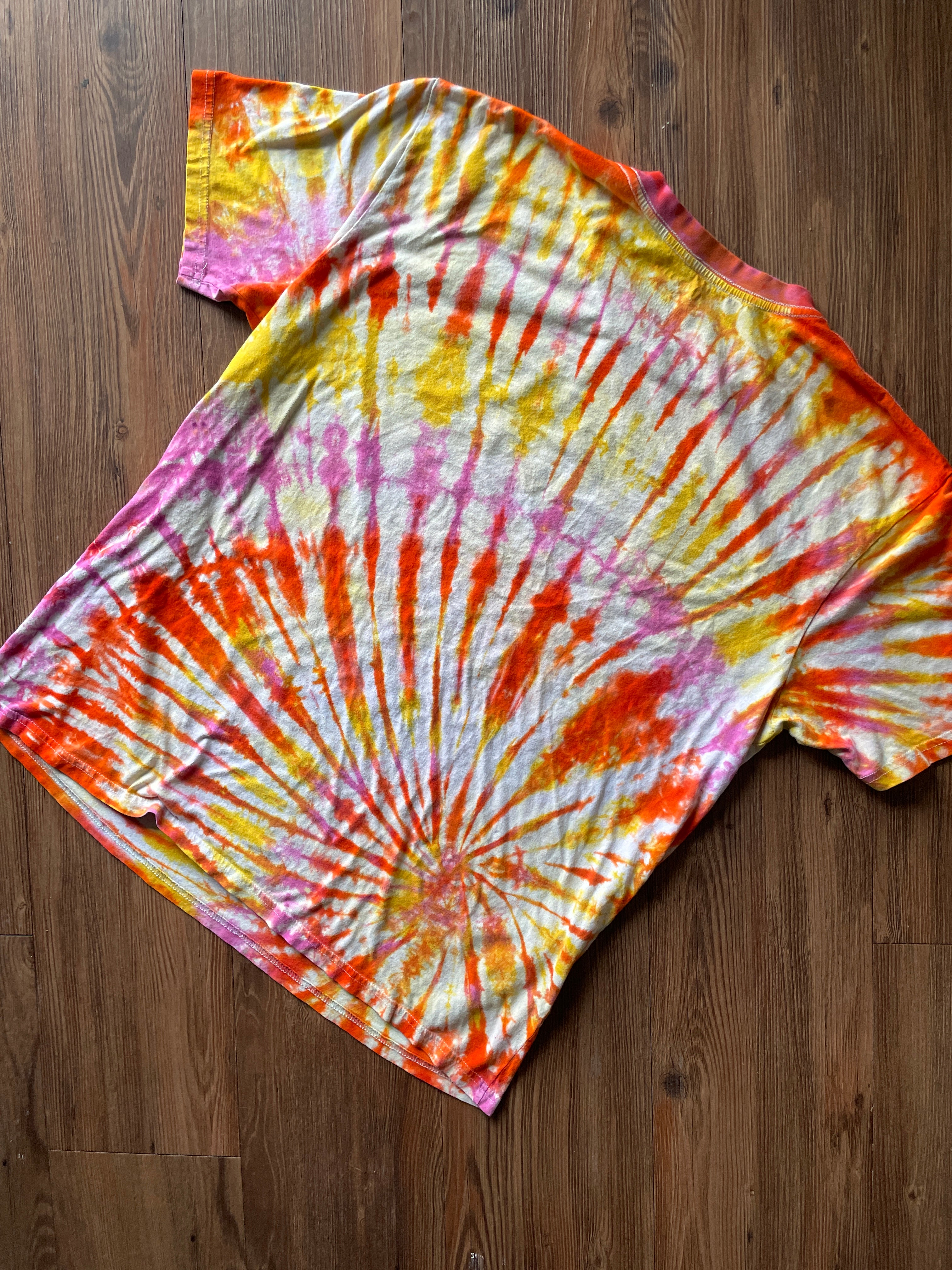 XL Women’s Speak Up, Speak Out Tie Dye T-Shirt | Red, Orange, Yellow, and Pink Spiral ShortSleeve