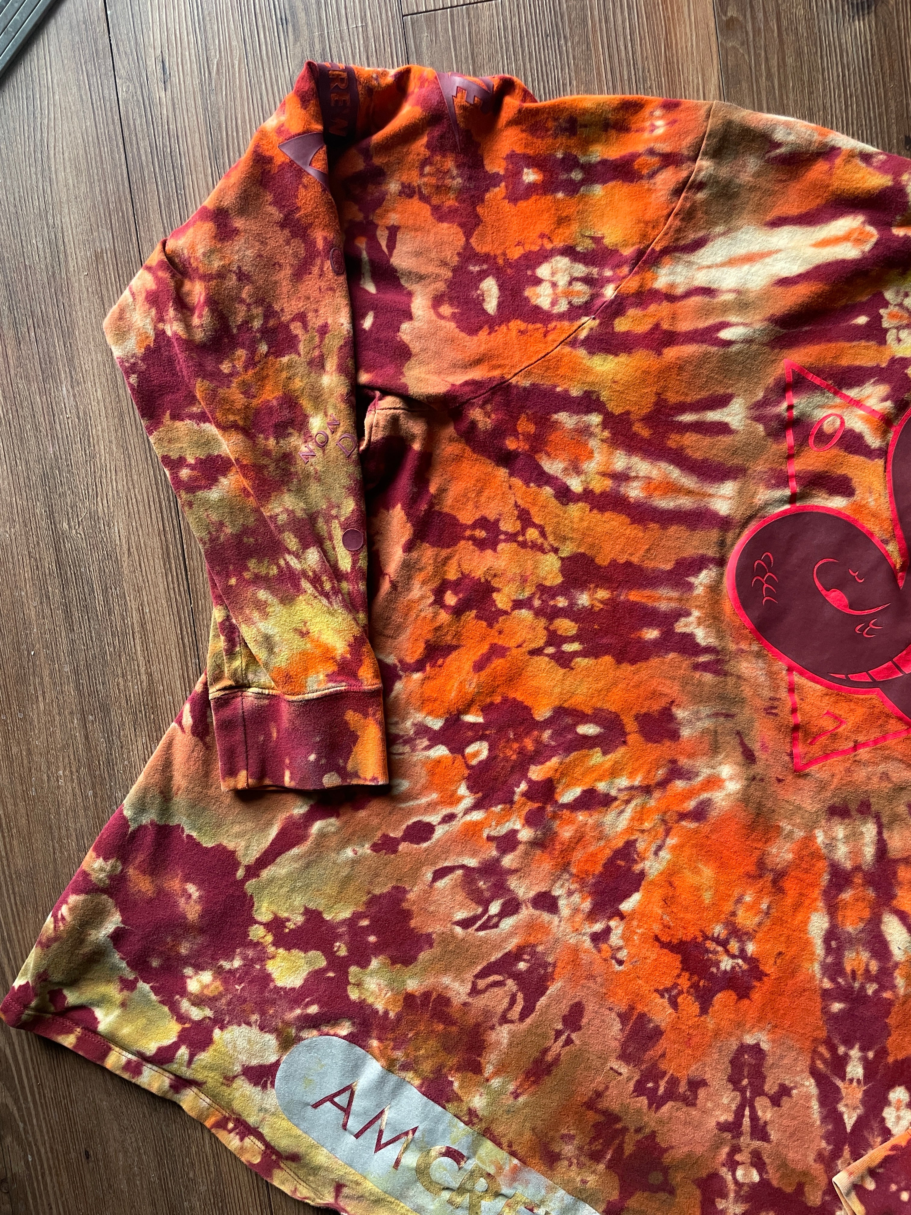 3XL Men’s Nike AM Crew Cobra Tie Dye Long Sleeve T-Shirt | Red, Orange, and Yellow Double Sided Graphic Tee