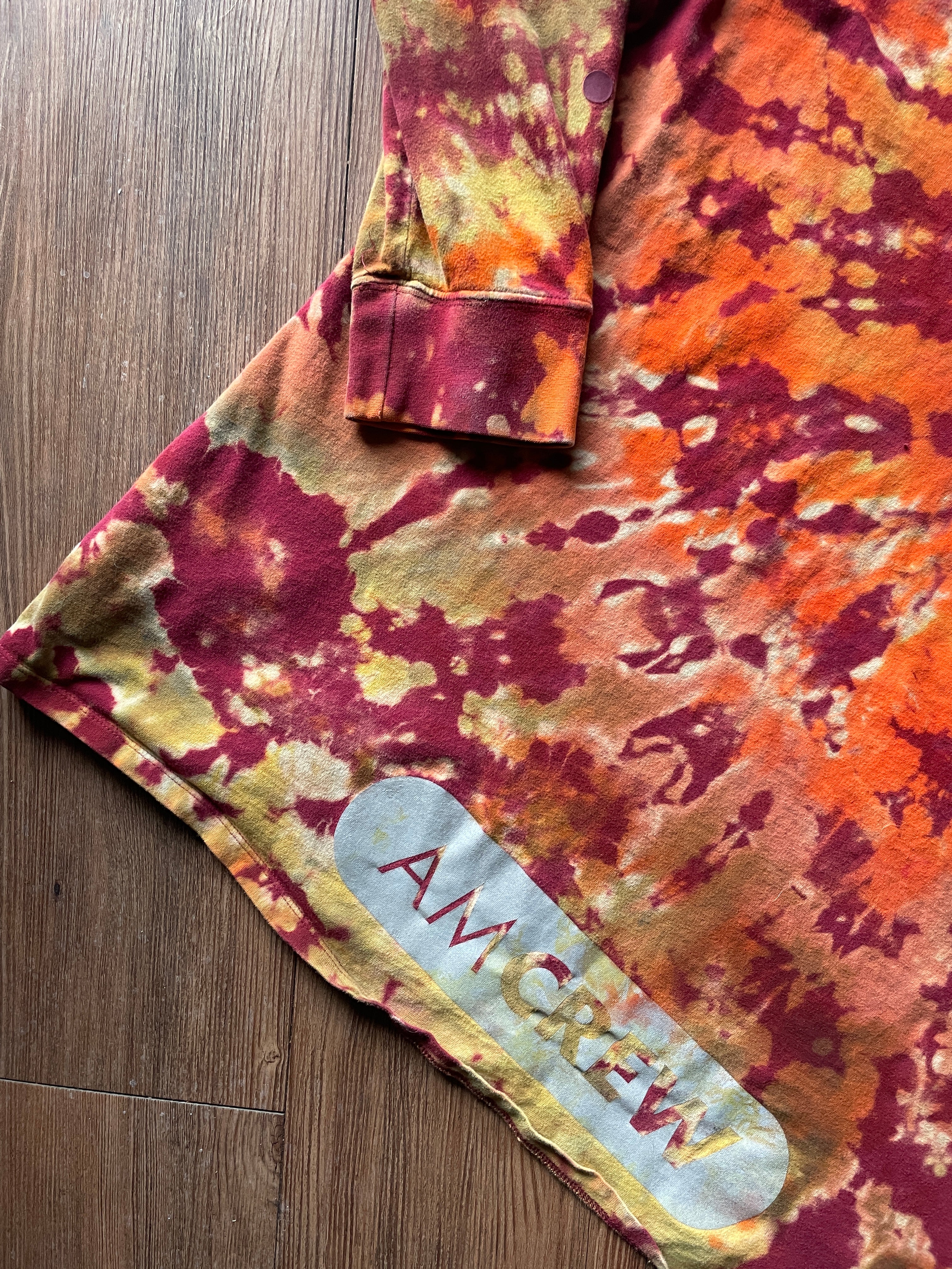 3XL Men’s Nike AM Crew Cobra Tie Dye Long Sleeve T-Shirt | Red, Orange, and Yellow Double Sided Graphic Tee