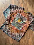 Small Unisex Roxy Beach Sunset Tie Dye Long Sleeve T-Shirt | Black and Pastel Blue and Green Long Sleeve