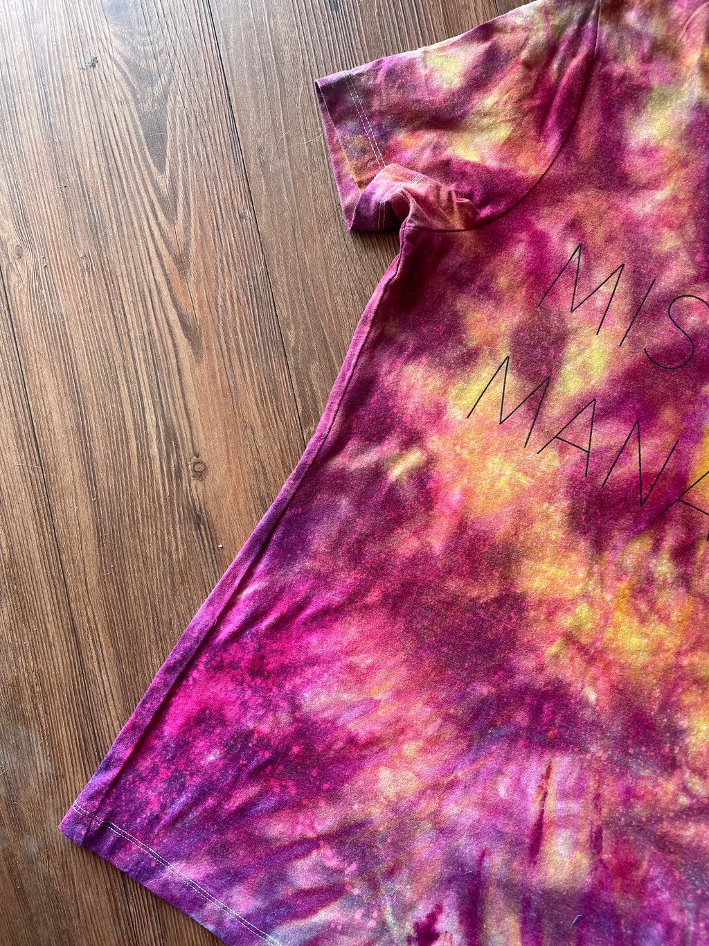 Large Women's Mischief Managed Tie Dye T-Shirt | Pink Galaxy Tie Dye Short Sleeve