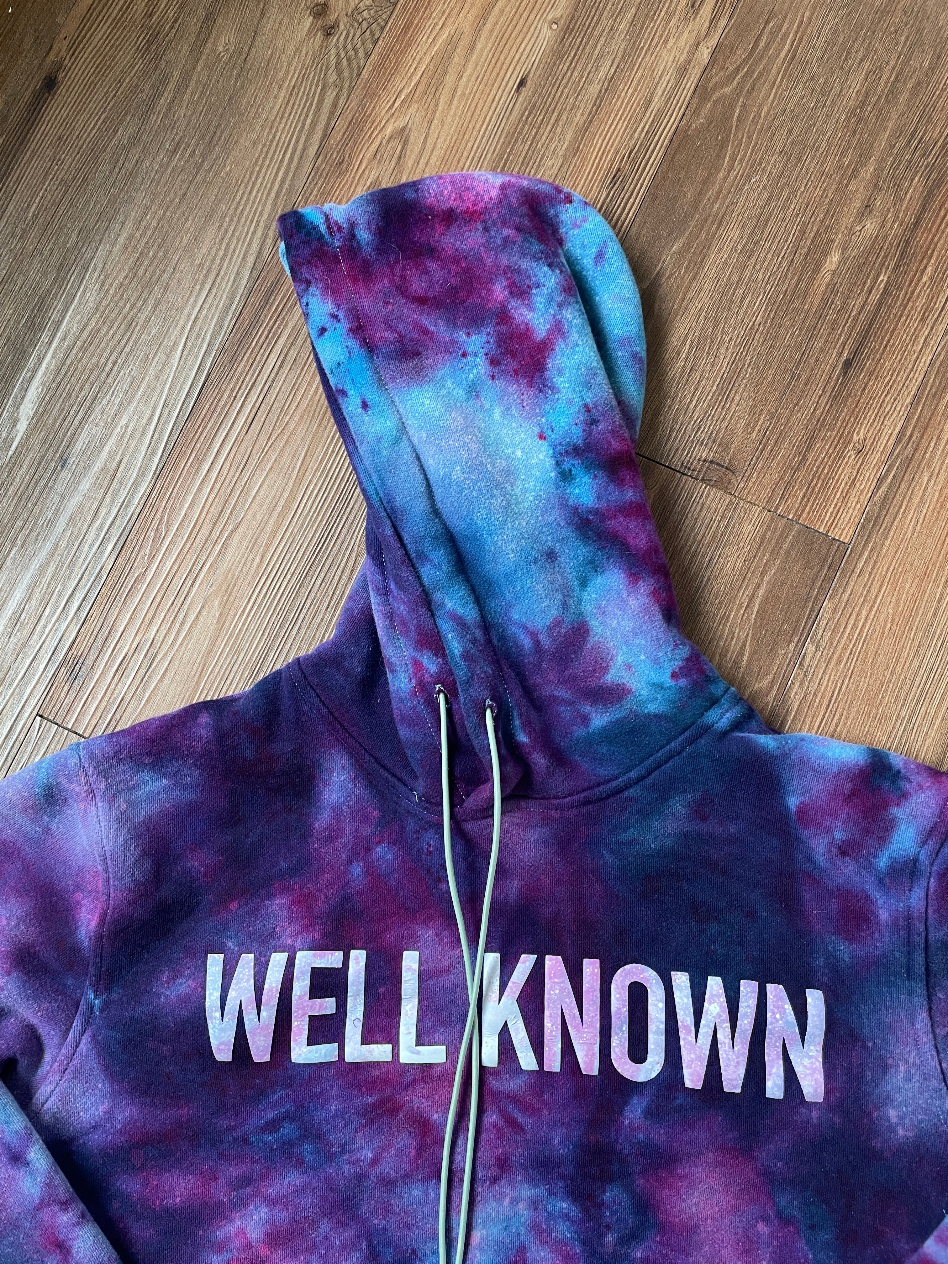 Large Men’s Well Known Galaxy Tie Dye Sweatshirt | Pastel Purple Ice Dye Long Sleeve Hoodie