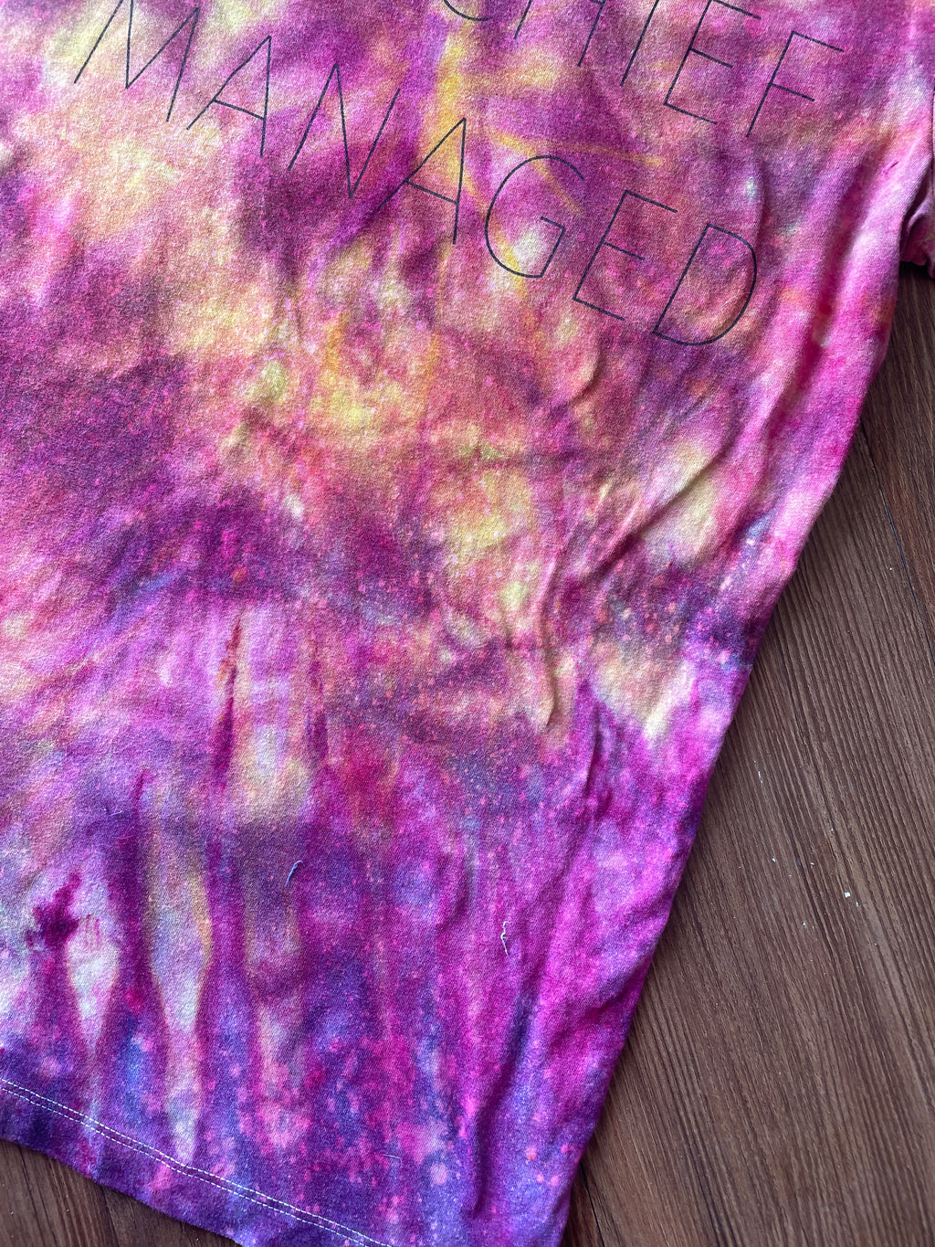 Large Women's Mischief Managed Tie Dye T-Shirt | Pink Galaxy Tie Dye Short Sleeve